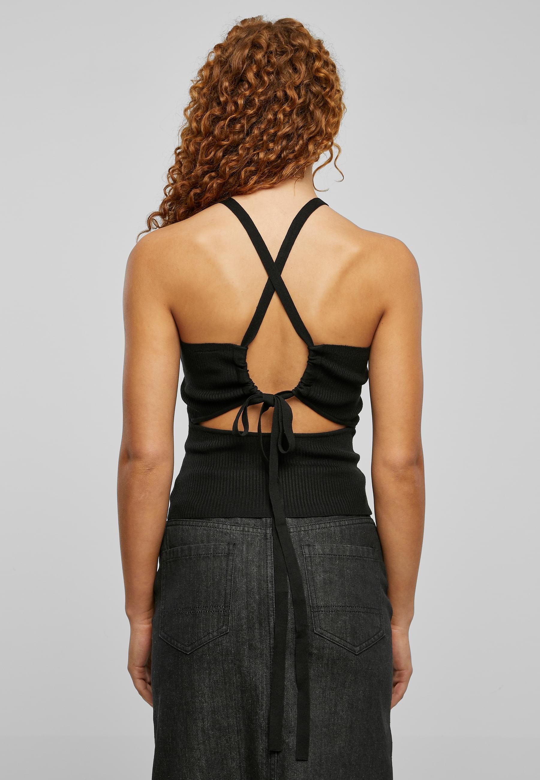 URBAN CLASSICS Muskelshirt »Urban Classics Damen Ladies Rib Knit Crossed Back Top«, (1 tlg.)