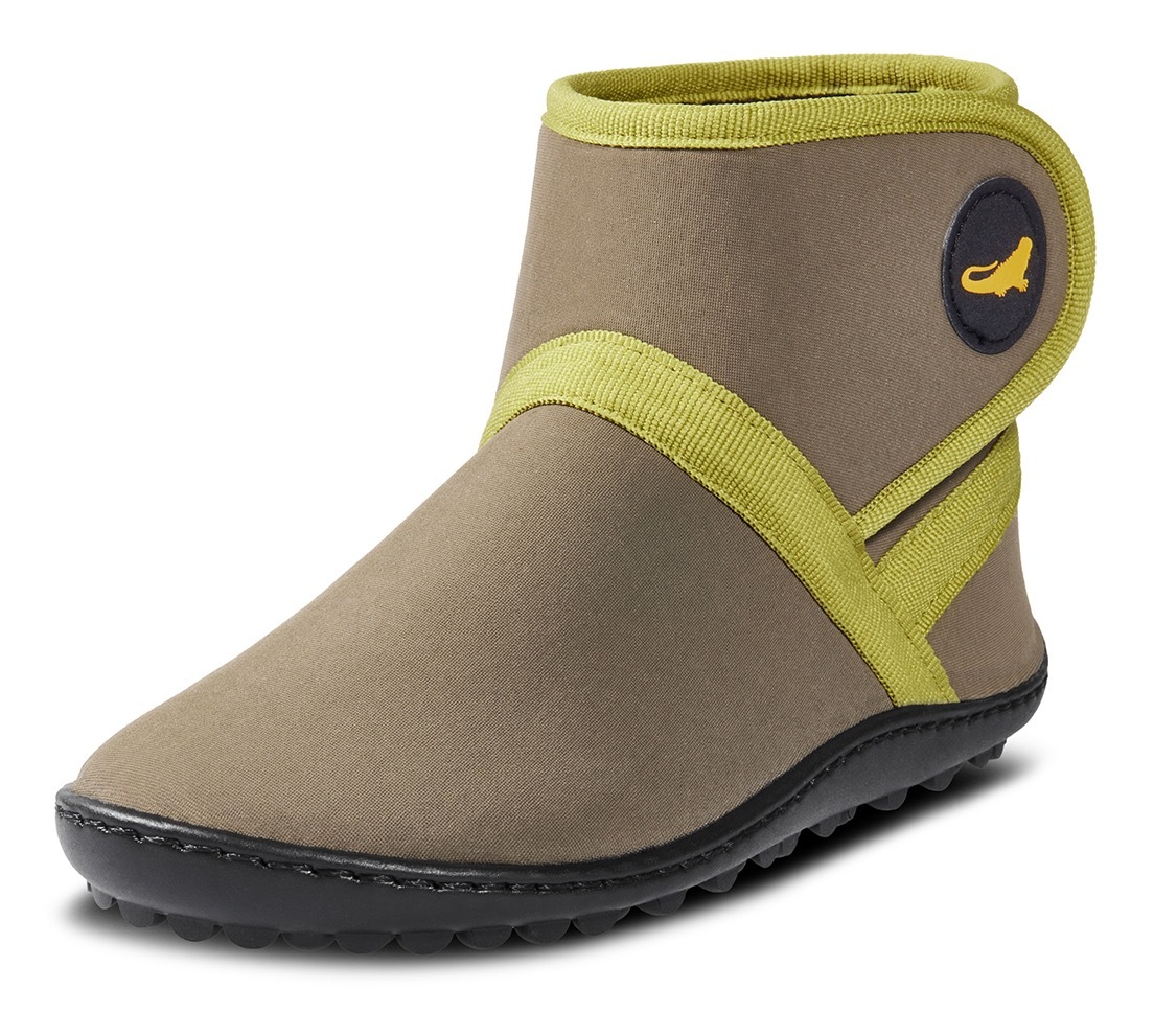 LEGUANO Jungen Barfußschuh "LEGUANITO THERMO", Gr. 25taupe, kiwi, Textil, Schuhe, Klettschuh, Kinderschuh, Boots mit wasserabweisender TEX-Ausstattung