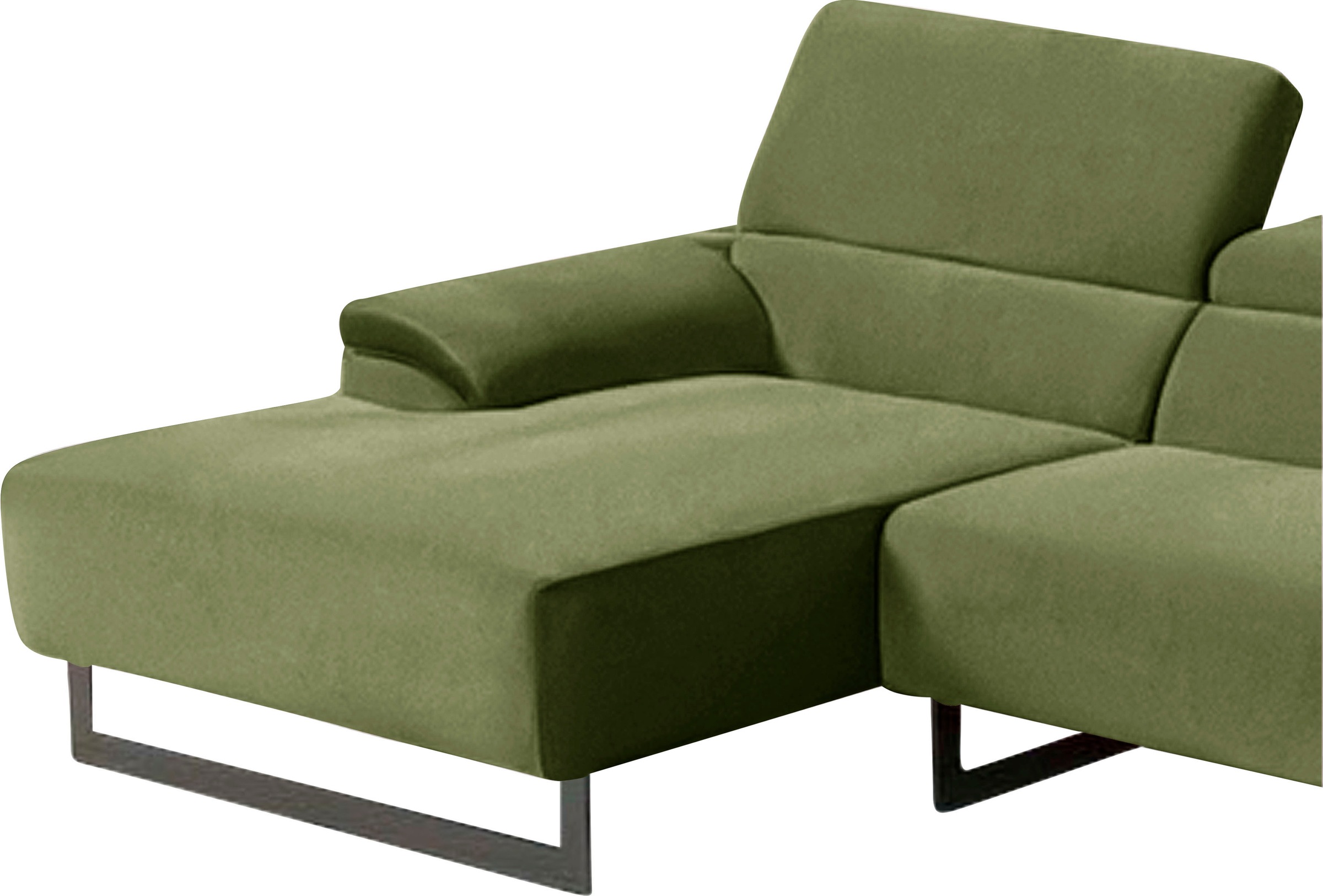 Egoitaliano Ecksofa »Malika, edel und bequem, Designsofa mit hochwertigen Bezügen, L-Form«, mit Recamiere, inkl. Kopfteilverstellung und chromfarbenen Metallfüßen