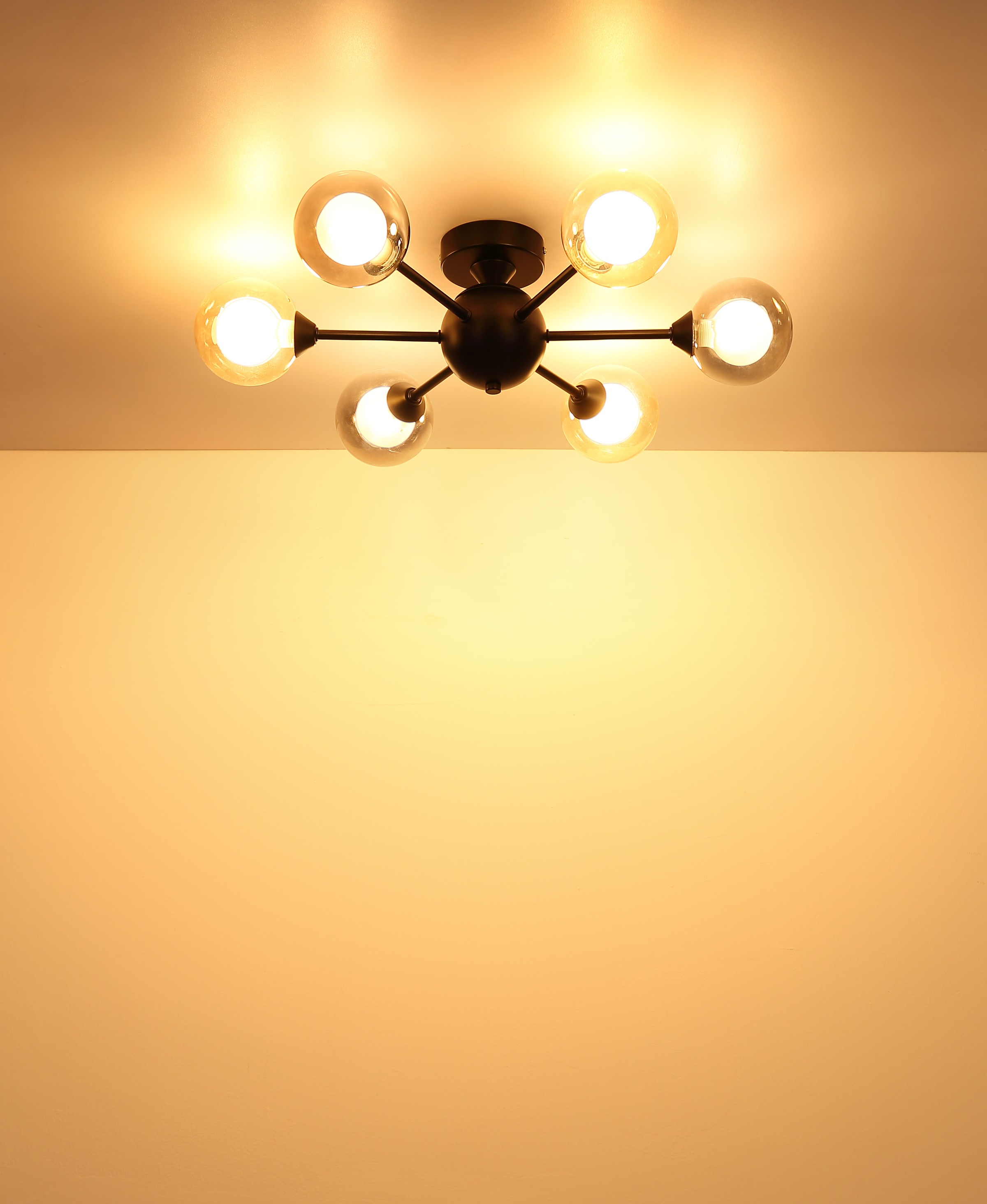 GLOBO LIGHTING Deckenleuchte »ROLAND« G9 1 Stk. Deckenleuchte Schwarz, Glaskugeln Rauch/Amber, G9 LED