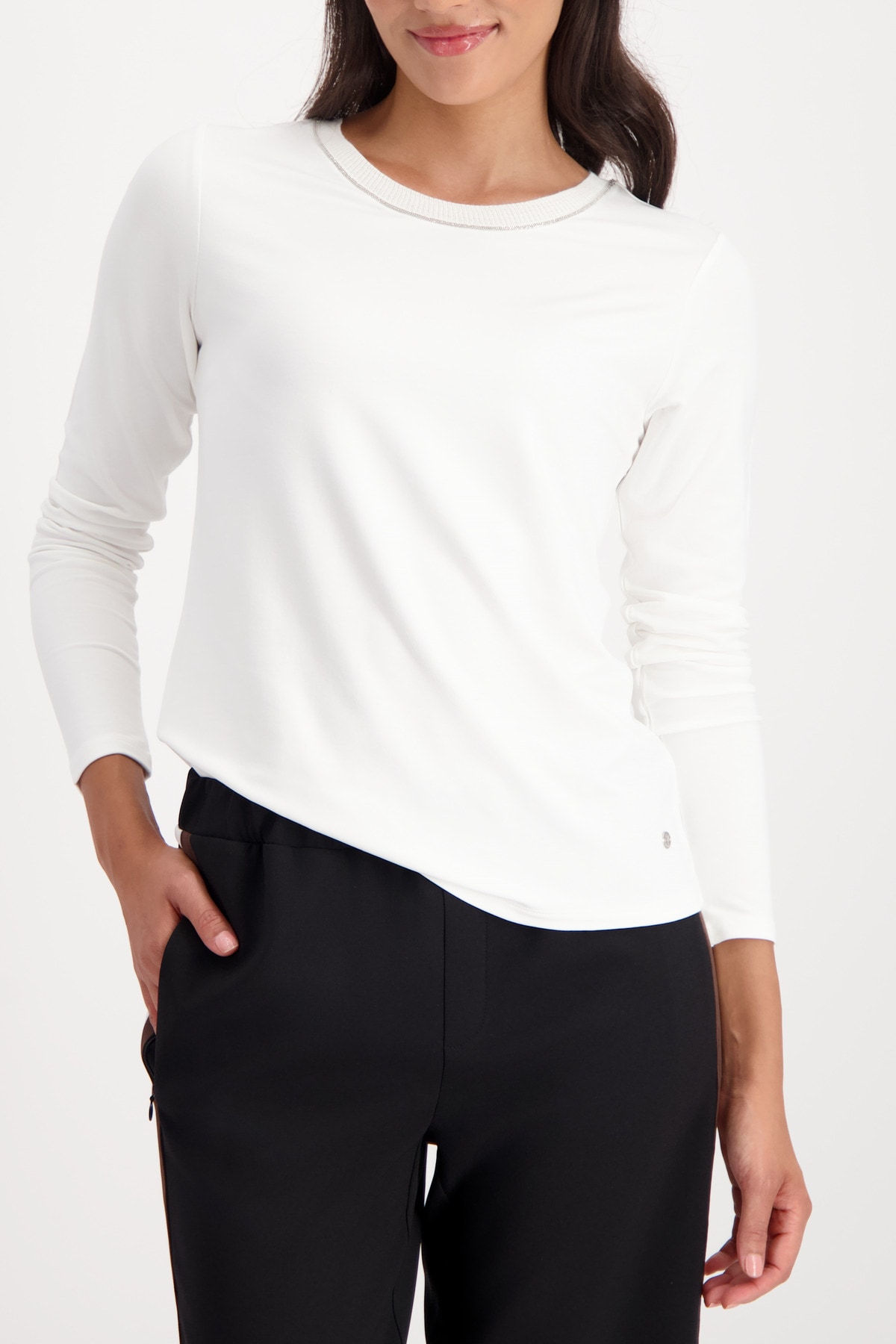 Monari Langarmshirt "Shirt Basic Schmuck Kette" Regular fit mit Rundhalsaus günstig online kaufen