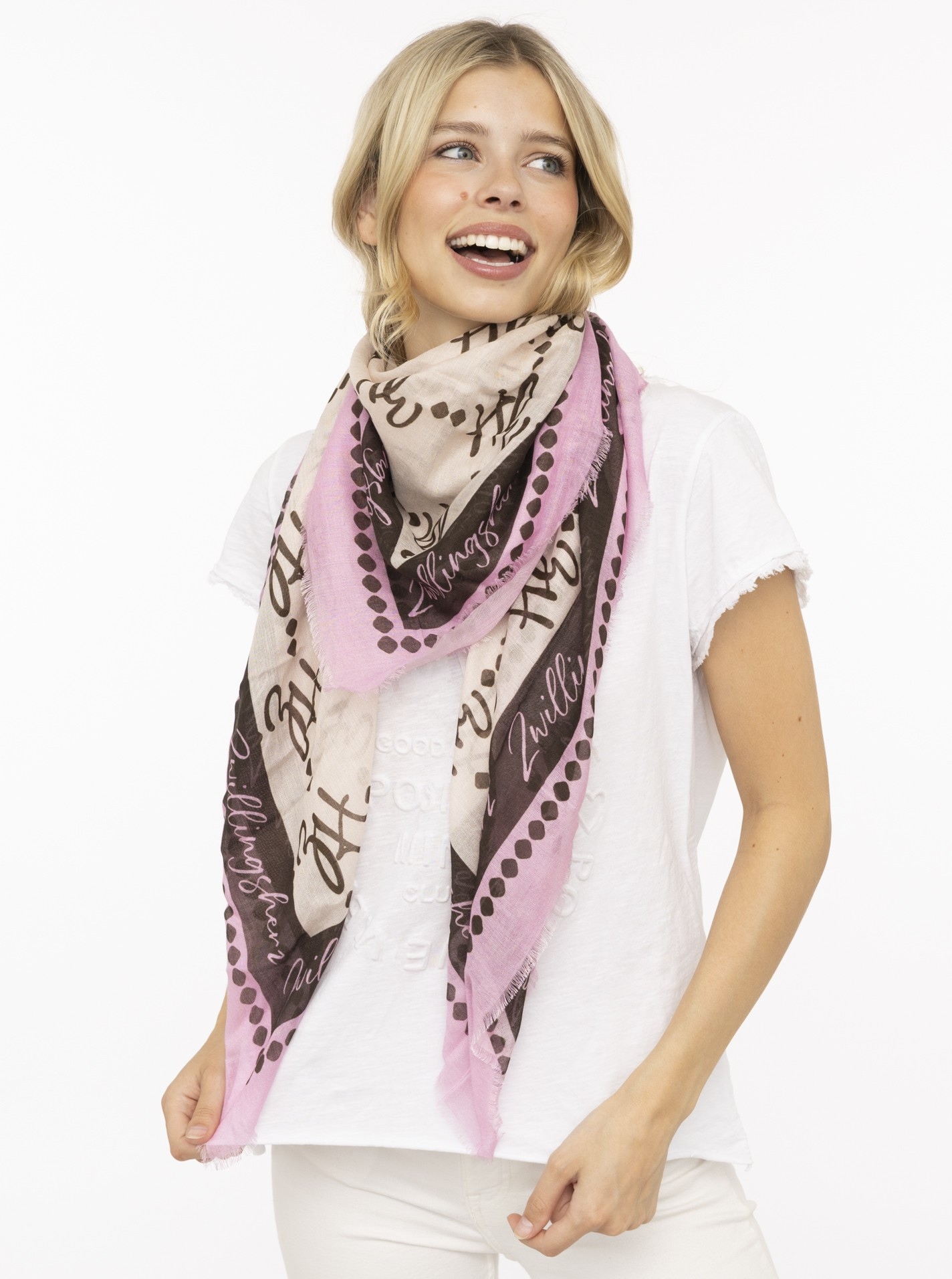 Zwillingsherz Modetuch ""Glamour"" Mustermix mit Zwillingsherz Motiv, Fransenabschlüsse rundum