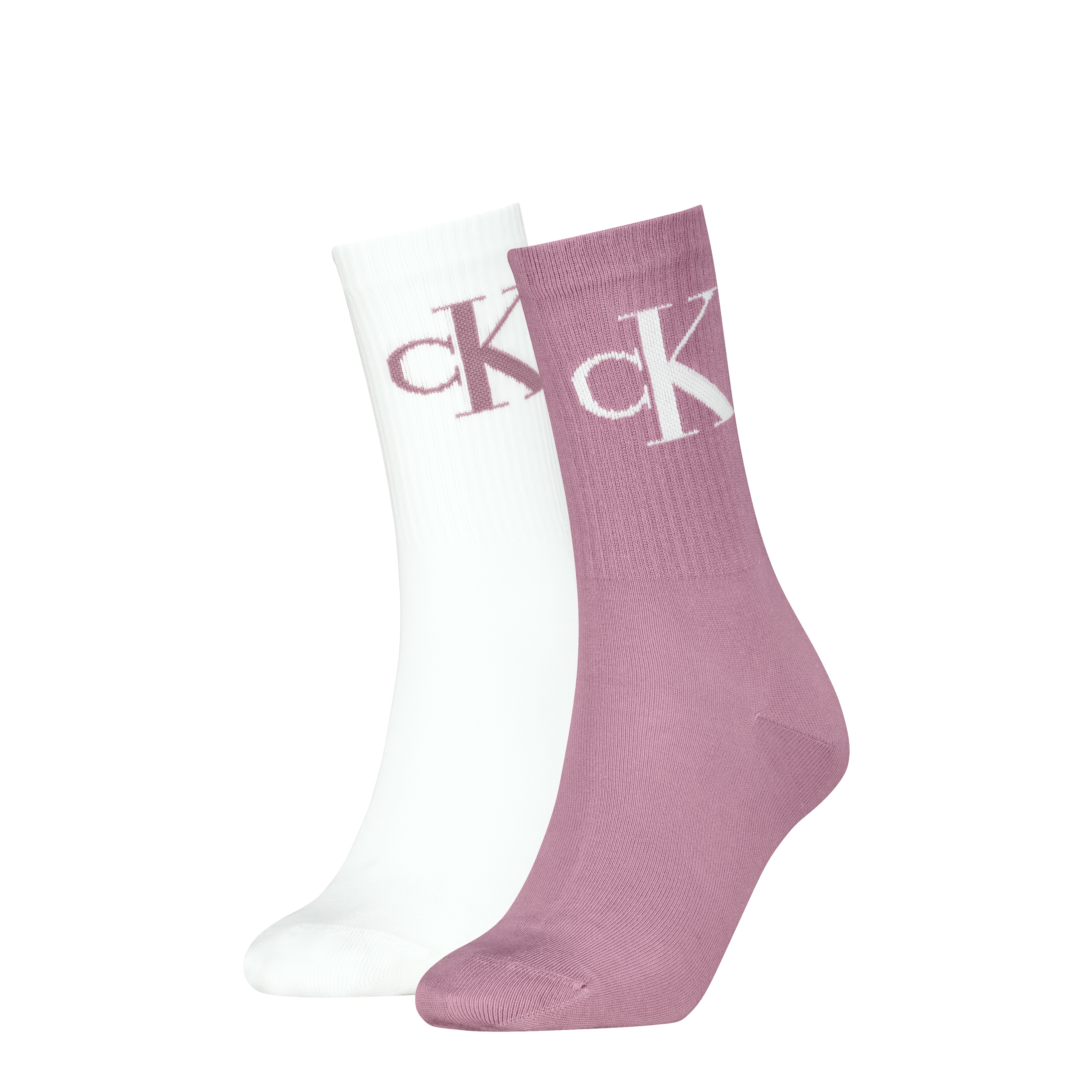 Calvin Klein Jeans Socken "CKJ WOMEN SOCK 2P MONOGRAM" 2 Paar, 2 Paar tlg. mit extra breitem Bündchen, Cotton-Mix, elastisch