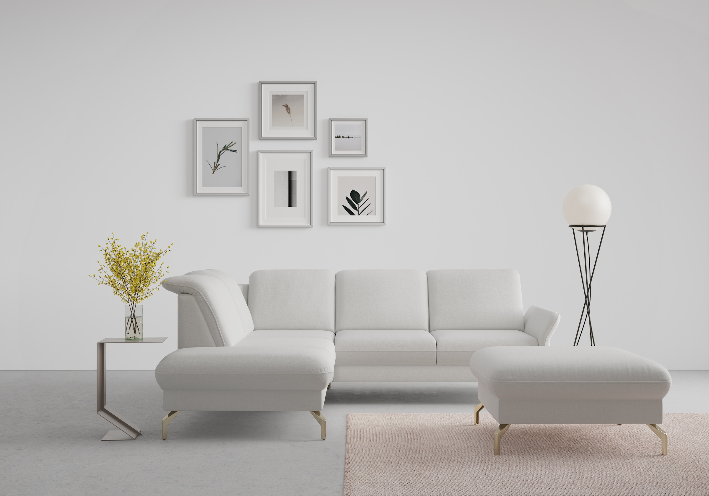 sit&more Ecksofa "Fashion L-Form" wahlweise mit Kopfteilverstellung, Vorziehsitz, motorisch, Nickelfüße