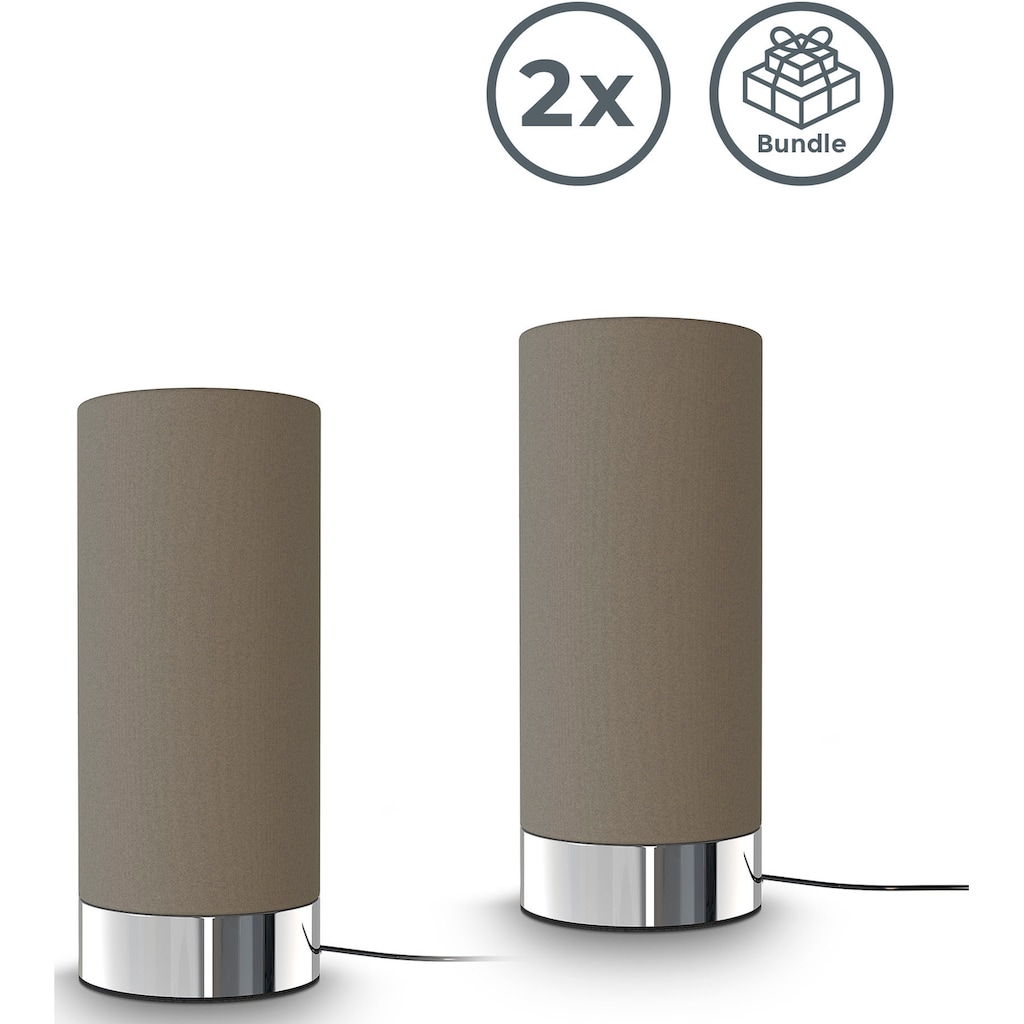 B.K.Licht Tischleuchte, 2er-Set, für Leuchtmittel E14, dimmbar in 3 Stufen