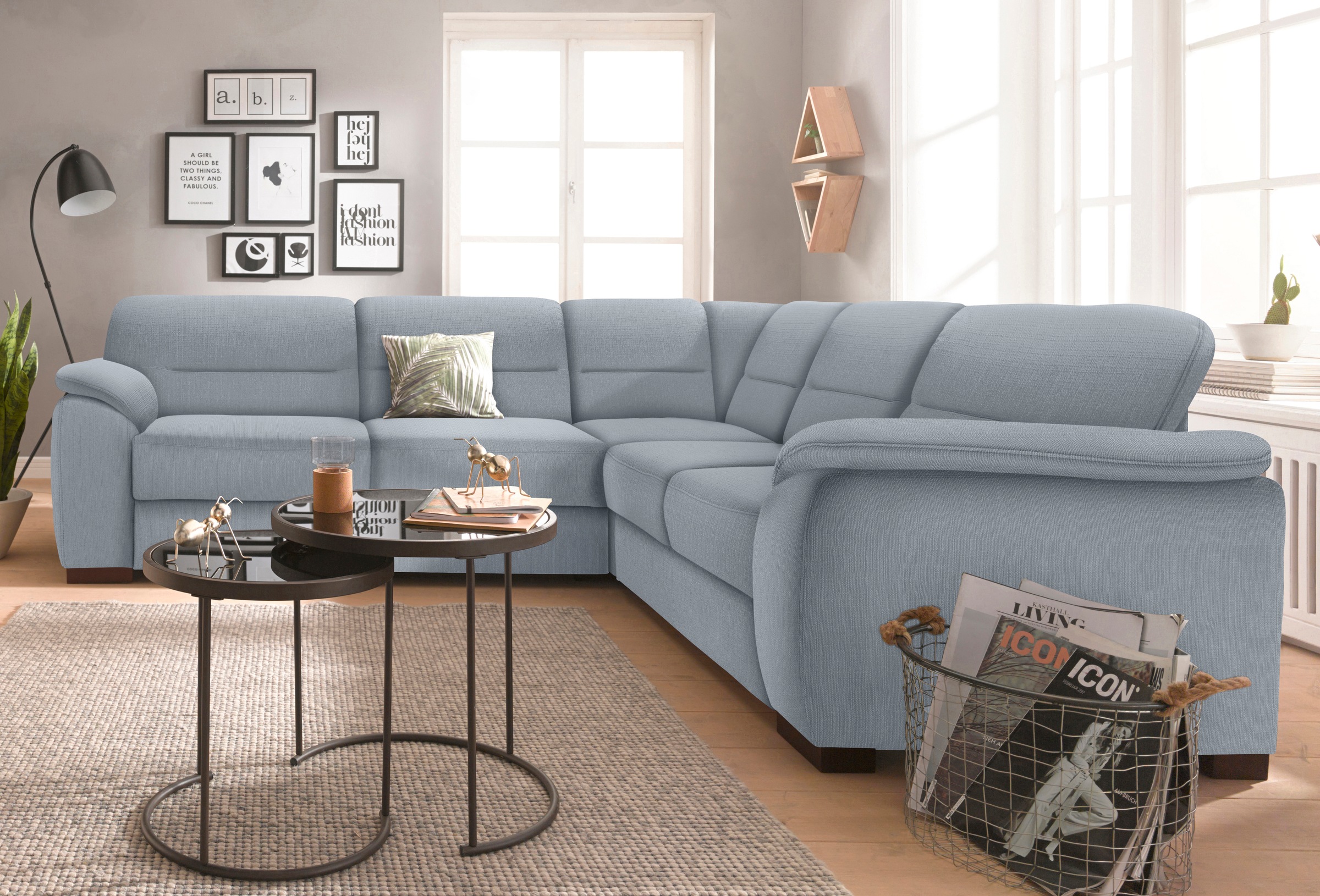 Ecksofa SIT & MORE "Montego L-Form, B: 256cm", grau (hellgrau), B:256cm H:88cm T:227cm, Luxus-Microfaser (90% Polyester, 10% Polyamid);Struktur (100% Polyester);Luxus-Microfaser ALTARA NUBUCK (100% Polyester), Sofas, Ecksofa, wahlweise mit Bettfunktion un 9