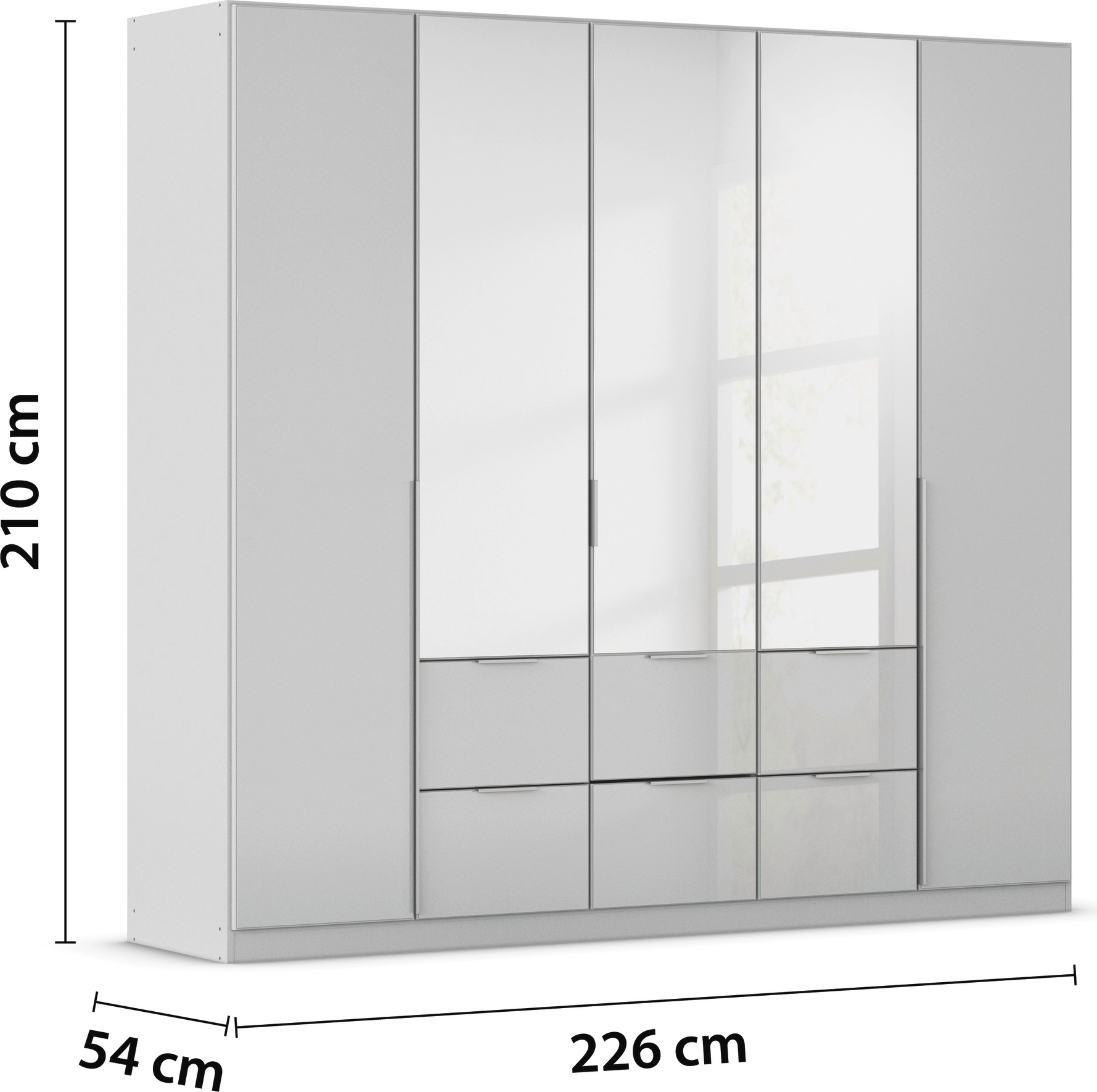 rauch Drehtürenschrank »Kleiderschrank Kleiderschränke Schrank Garderobe AGORDO mit Glasfront«, mit Außenschubkästen, in 6 Breiten und 2 Höhen MADE IN GERMANY