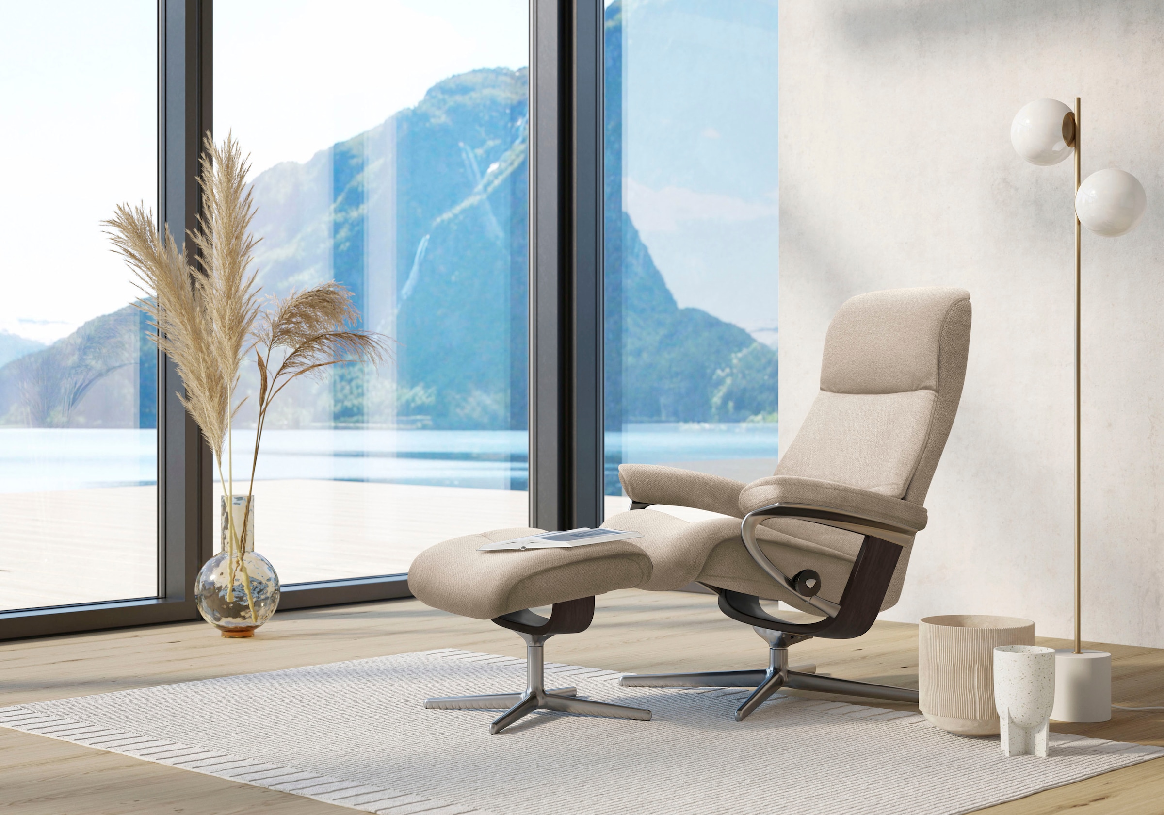 Stressless Fußhocker "View", mit Cross Base, Größe S, M & L, Holzakzent Wenge