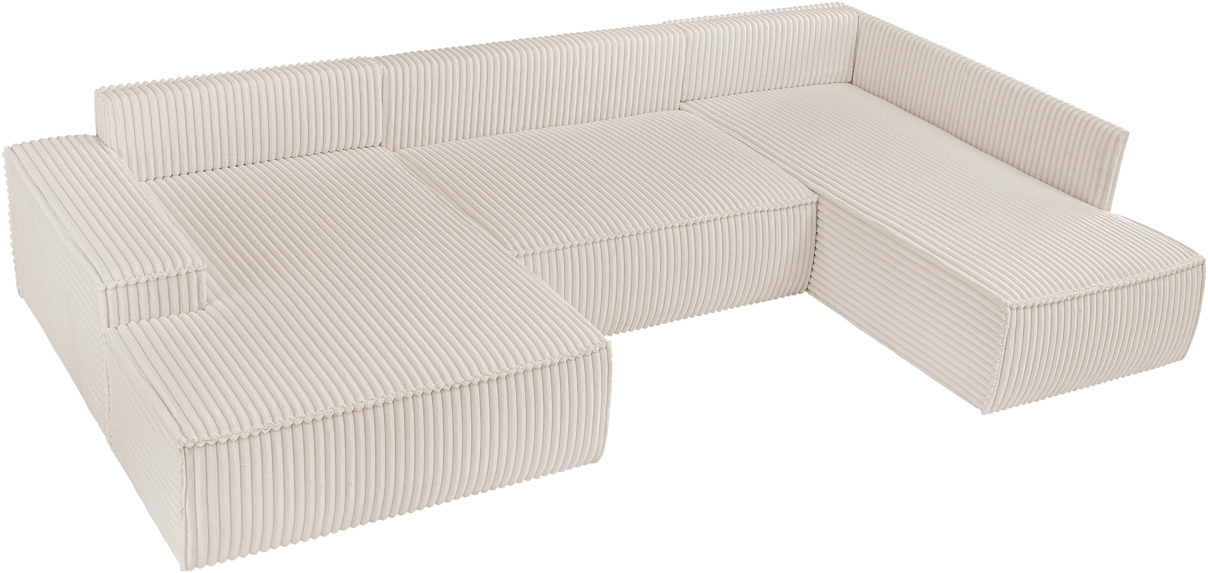 andas Wohnlandschaft »FINNLEY U-Form XXL 329 cm, Schlafsofa, Schlaffunktion m. Bettkasten«, (194/139 cm), Bouclé, Struktur und Cord