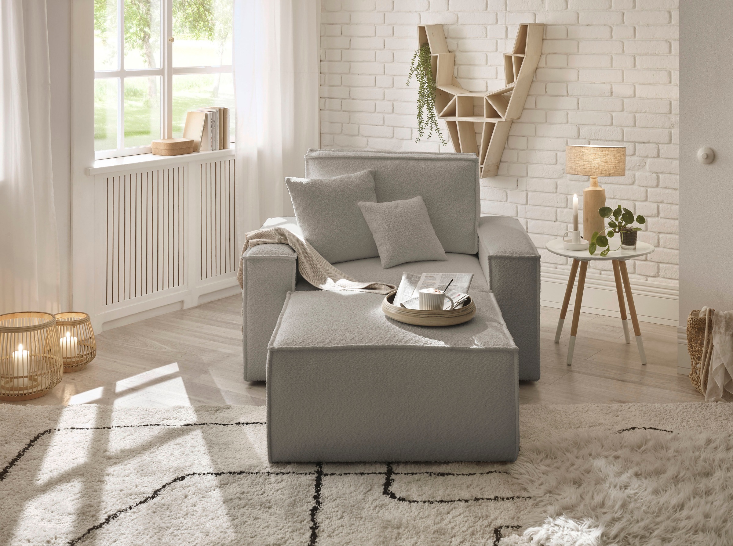 andas Loveseat »Finnley«, (2 St.), Loveseat und Hocker im Set, passend zur Polster-Serie Finnley