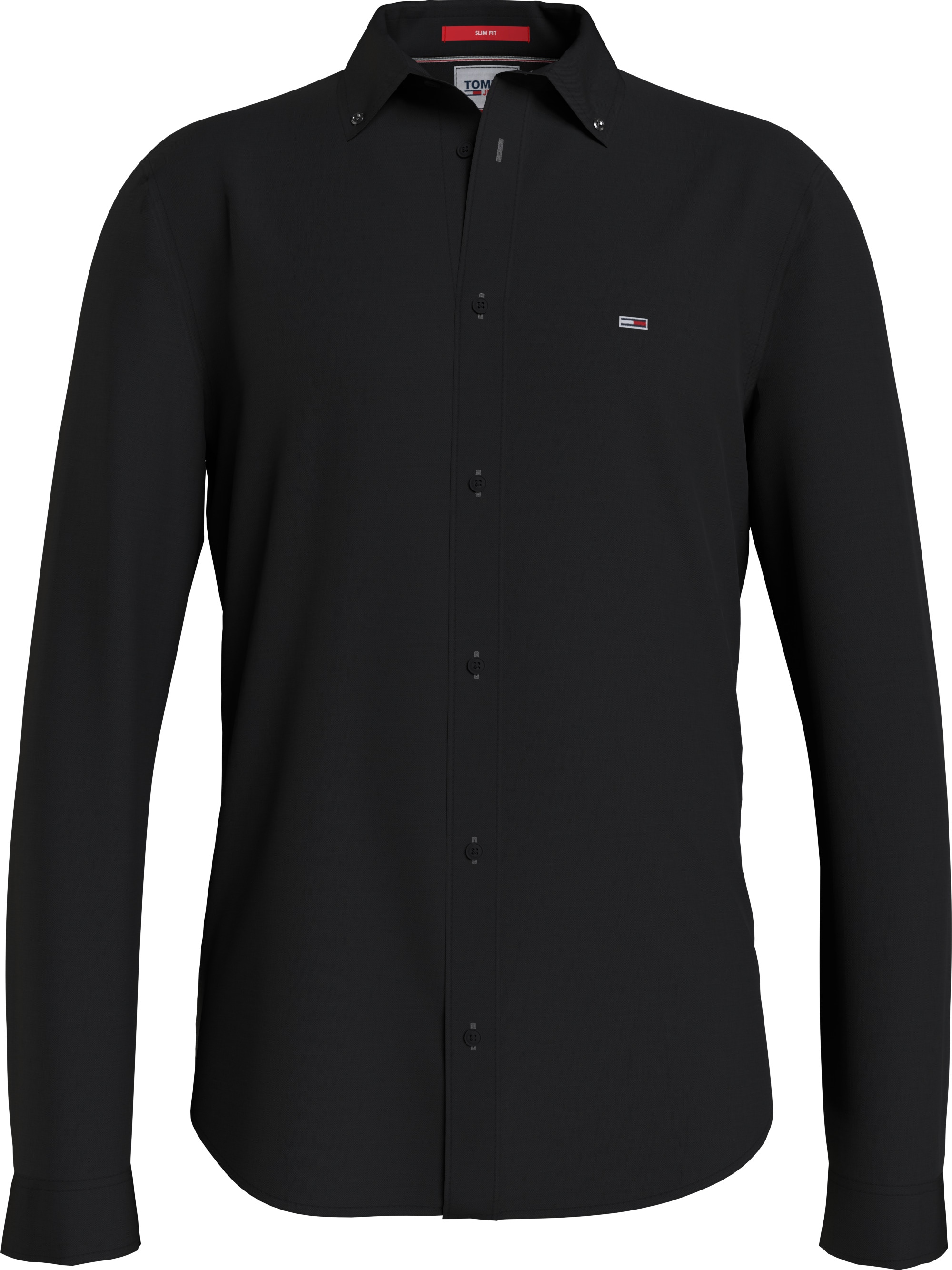 Tommy Jeans Langarmhemd »TJM Slim Stretch Oxford Shirt«, mit Flaglabel auf der Brust