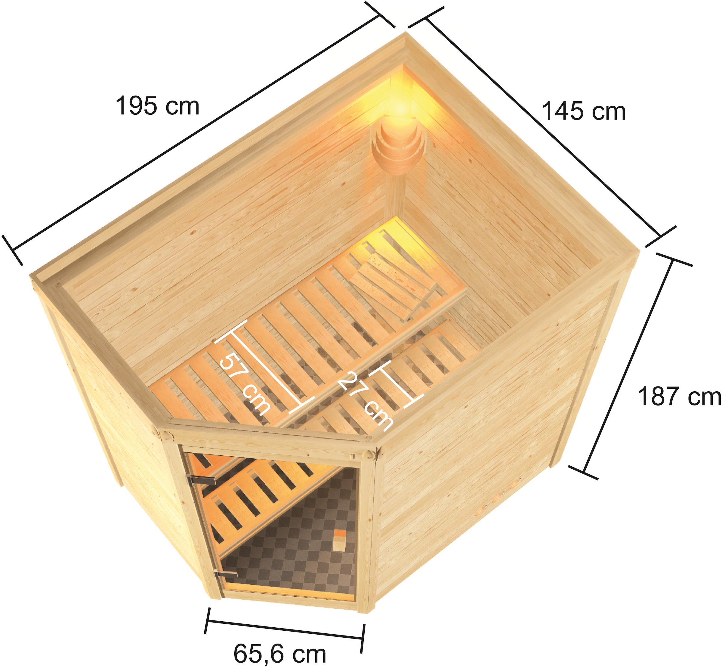 welltime Sauna »Juli«, 3,6-kW-Plug & Play Ofen mit int. Steuerung