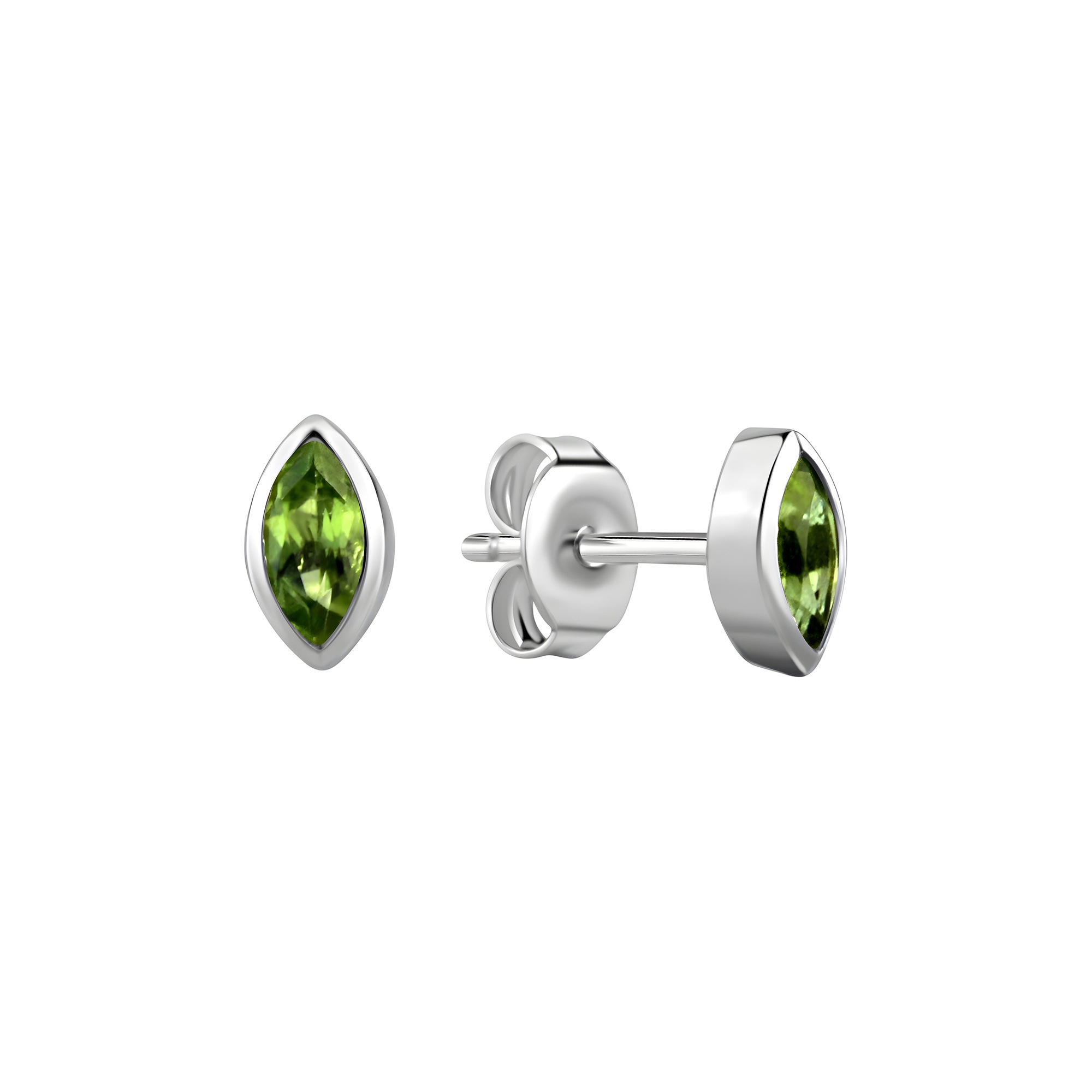 Paar Ohrstecker VIVANCE "925-Sterling Silber rhodiniert Peridot", weiß (weiß, grün), Ohrringe, Damen, one-size, Silber 925 (Sterlingsilber)