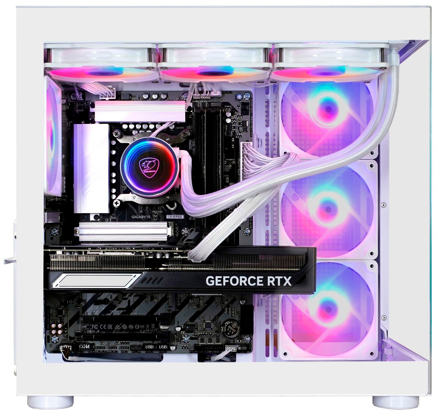 Cougar Gaming-PC-Komplettsystem »MegaDeal FV150 WT 2888 AMD Ryzen 5 9600X 32GB DDR5 1TB SSD RTX 5070« 34 ″ AMD Ryzen 5 GeForce RTX 5070 32 GB RAM 1.000 GB SSD Windows 11, DDR5 RAM+ MSI PRO MP341CQW LED-Monitor Curved 86,4 m (34")