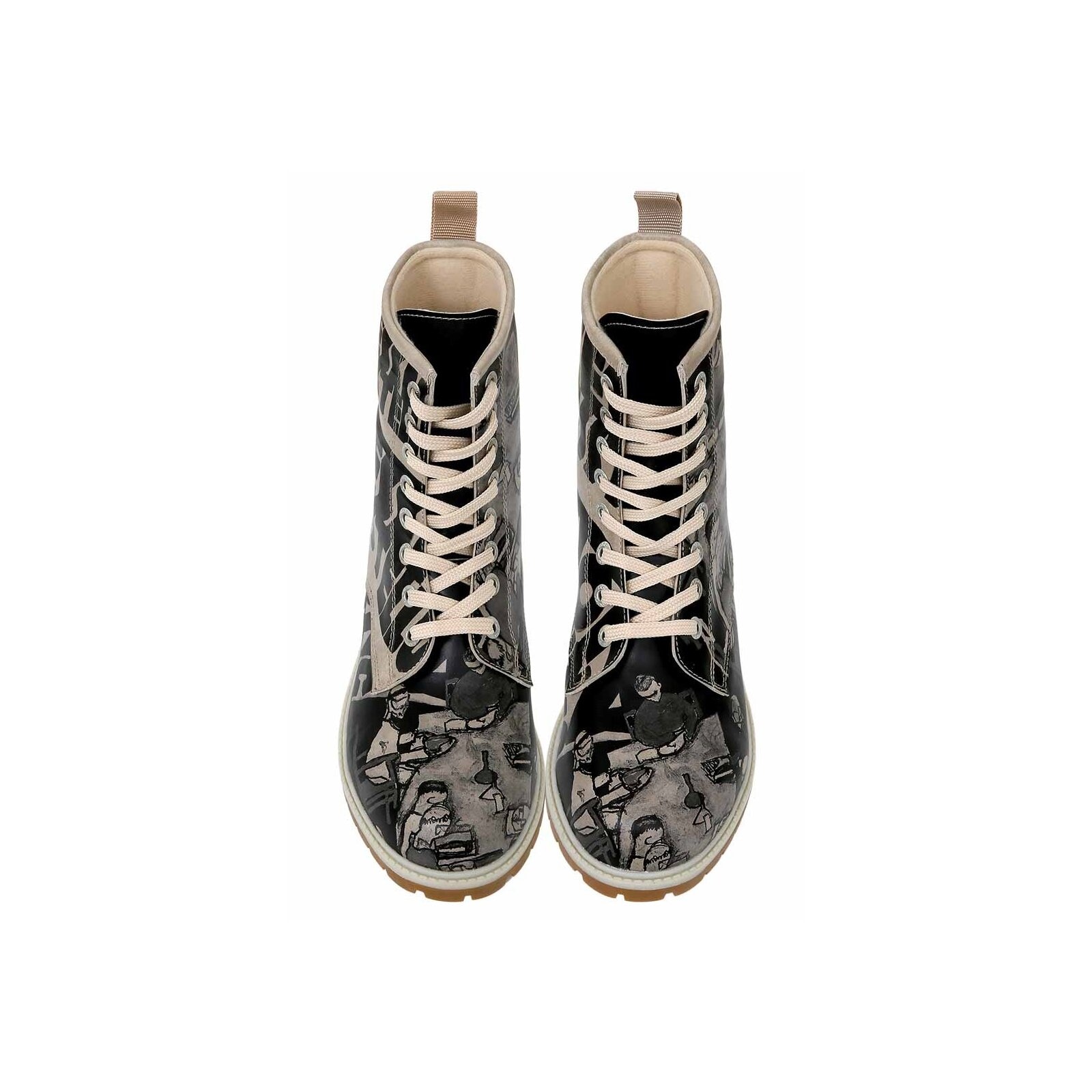 DOGO Schnürboots »Longe Boots Schnürstiefel Supper Blackwhite Damen Stiefeletten«, Handgefertigt