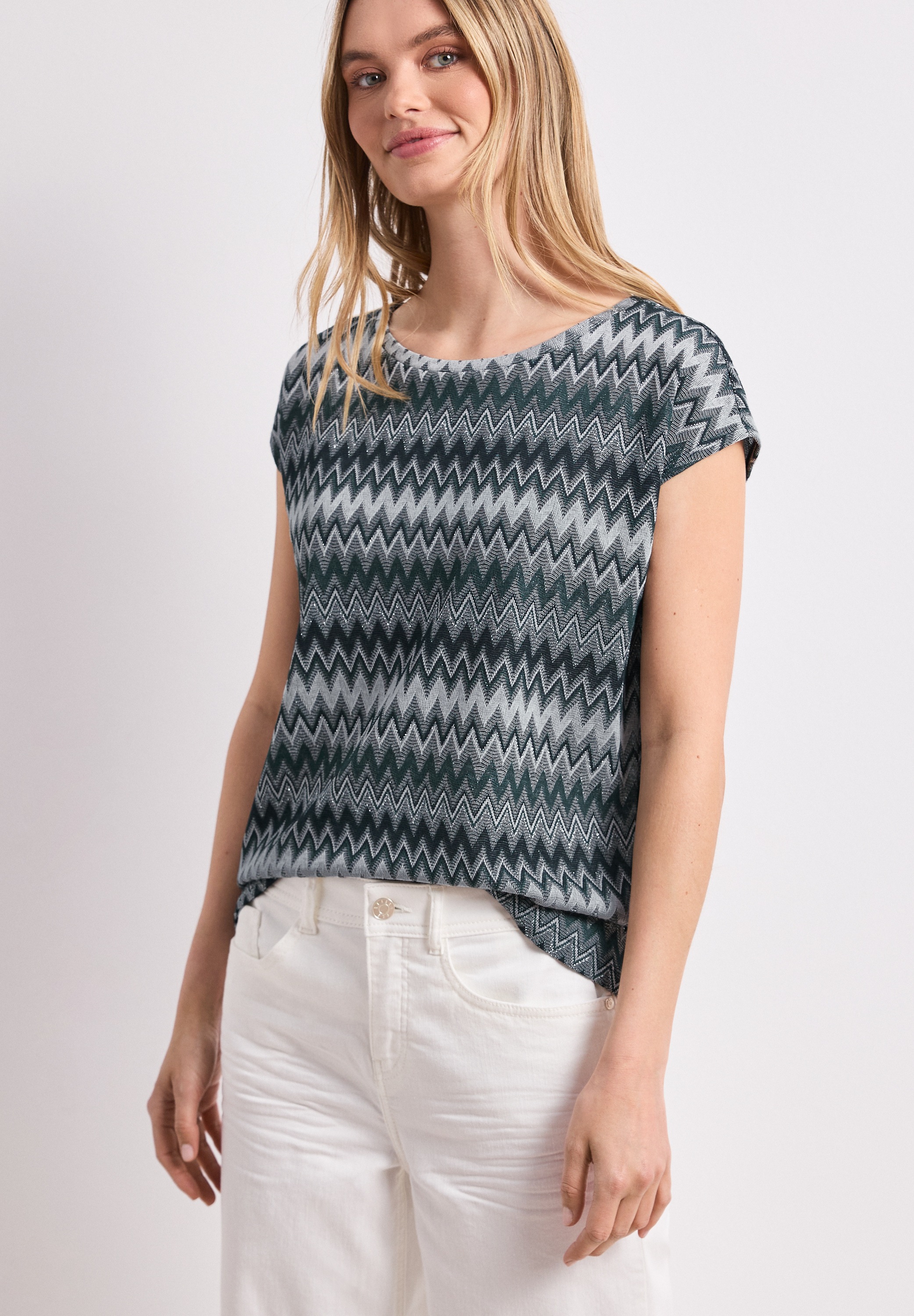 STREET ONE Print-Shirt aus softem Materialmix