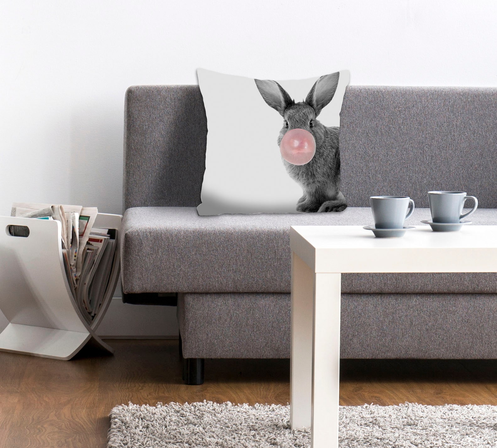 queence Dekokissen "Bunny Gum" mit einem Hasen mit Kaugummi günstig online kaufen