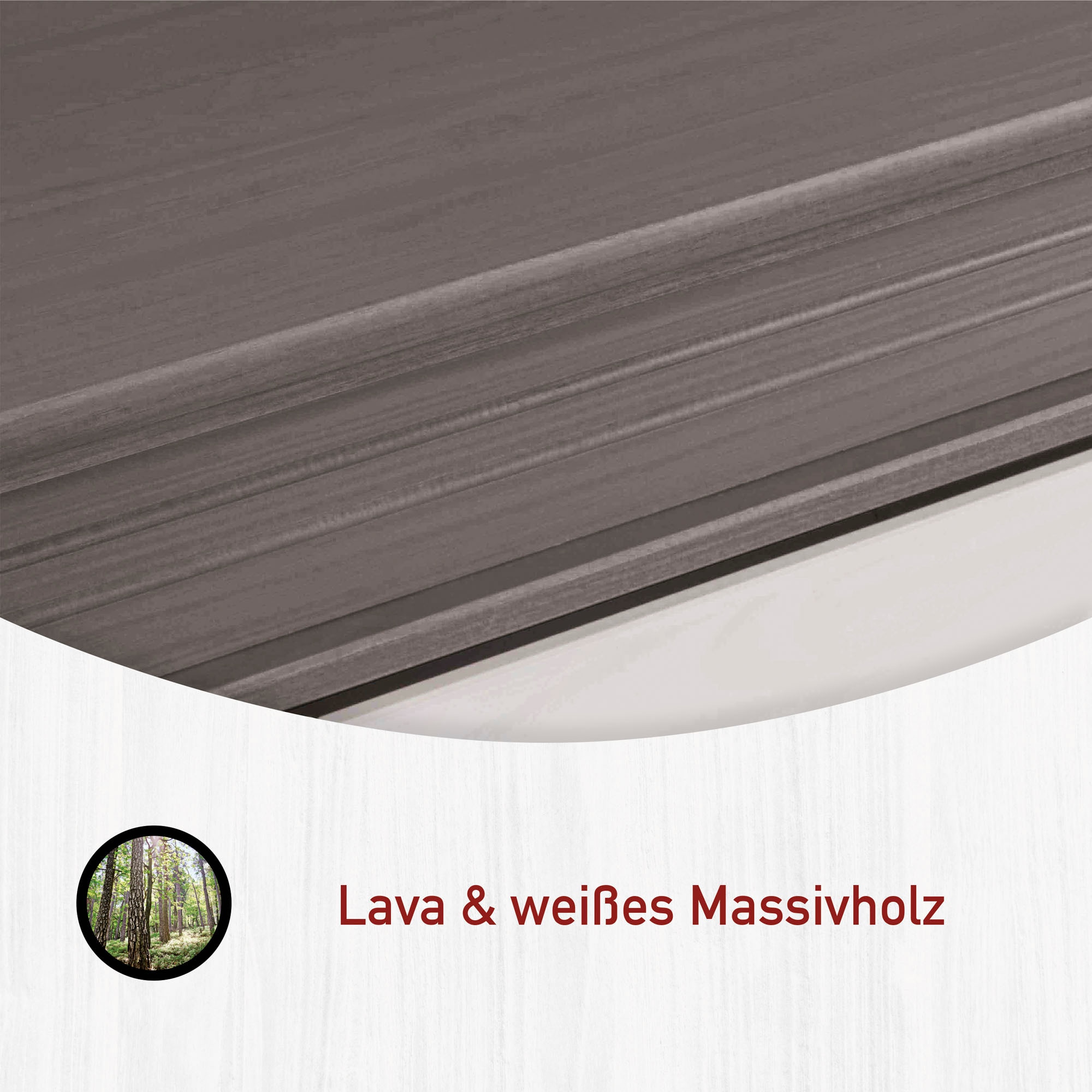 Inter Link Buffet »Halmaro, Kiefer Massivholz, Weiss/Grau-Lava, 141 x 46,30 x 213 cm« 1 Stk. tlg. Vitrine im Laudhausstil, Küchenschrank mit Glastüren, viel Stauraum