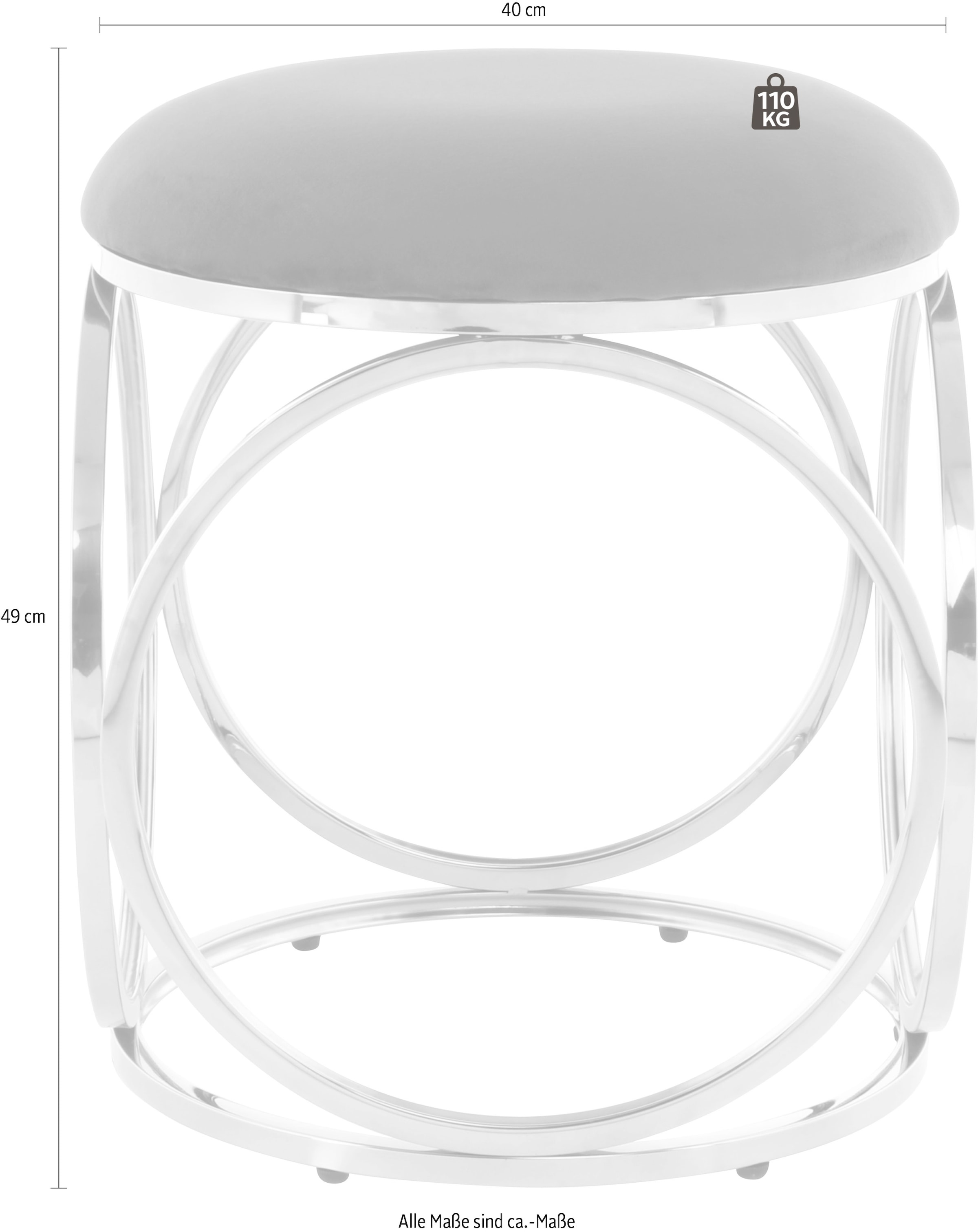 Kayoom Sitzhocker »Hocker Whitney 325,Hocker mit offenem Design, Gestell aus Metall«, (1 St.), glamourös, hochwertig, pflegeleicht, rundes Sitzkissen