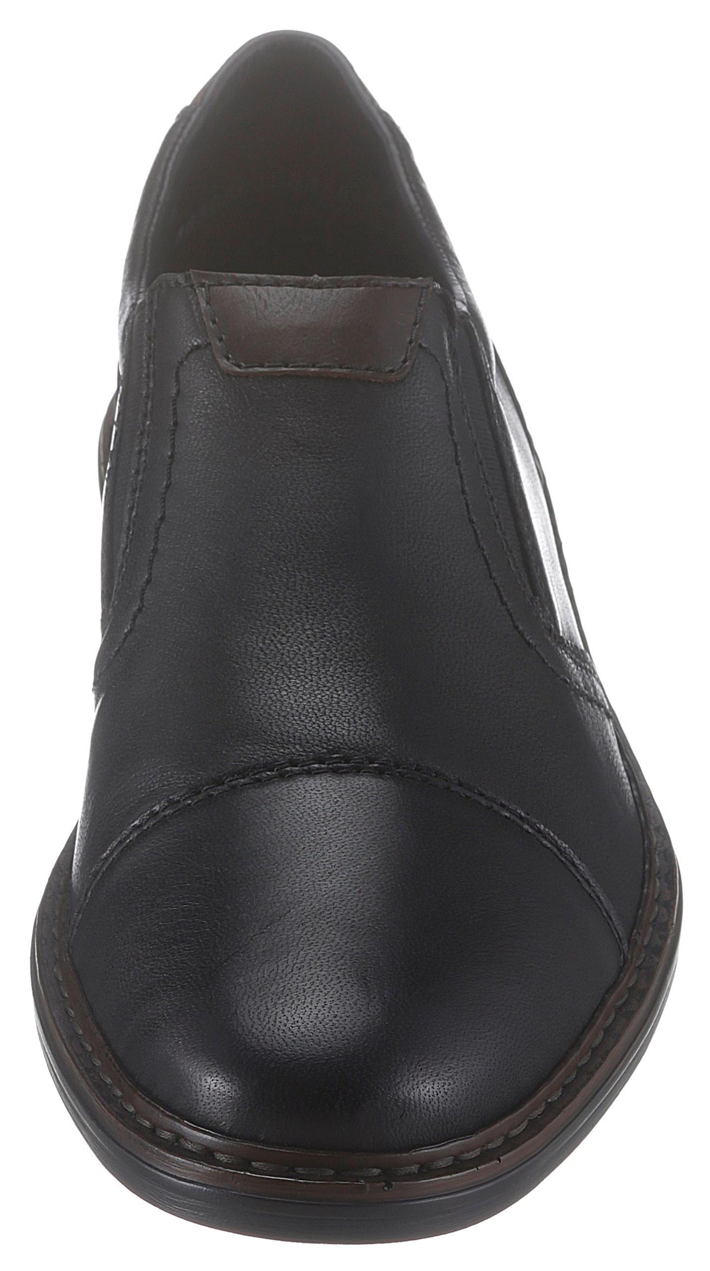 Slipper RIEKER, Herren, Gr. 42, schwarz, Leder, Schuhe Slipper, Anzugschuh, Business Schuh, Schlupfschuh mit stylischer Quernaht, Topseller 3