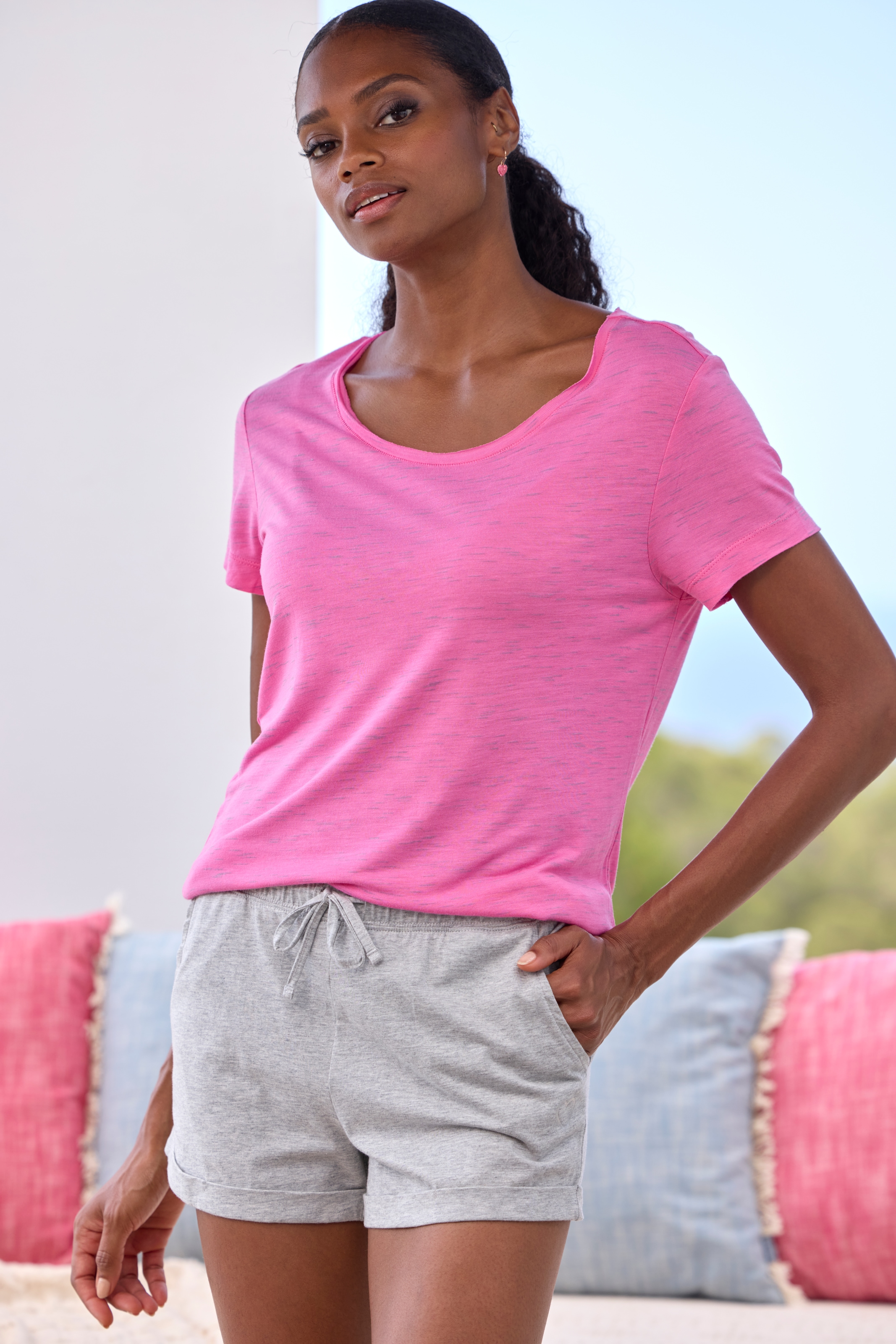 Vivance Dreams Shorty, (2 tlg.), mit schönem Melange-Effekt günstig online kaufen
