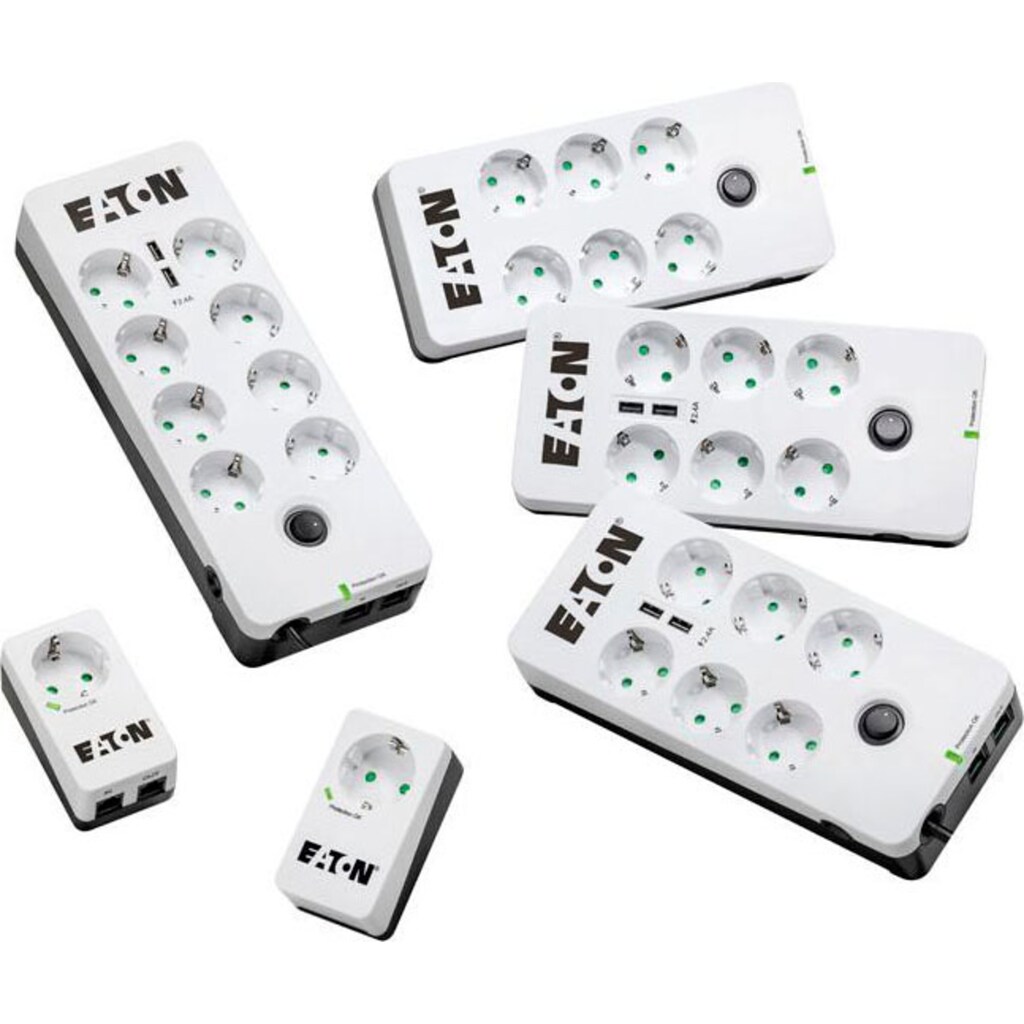 EATON Mehrfachsteckdose »Protection Box 6 DIN«, 6-fach, (LED-Statusanzeige-Ein- / Ausschalter Überspannungsschutz Kabellänge 1,5 m)