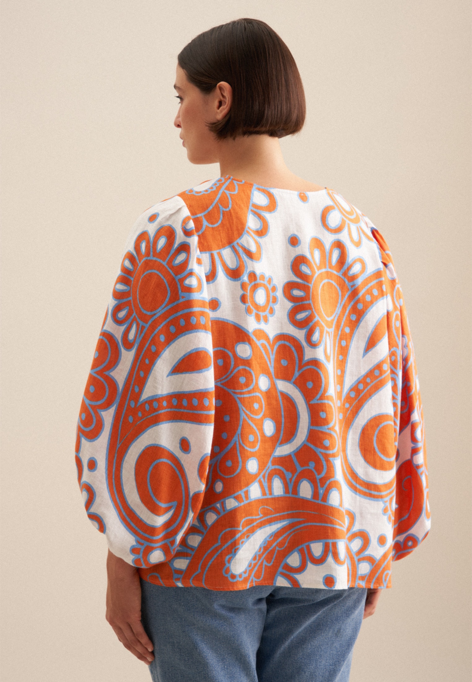 seidensticker Shirtbluse »Schwarze Rose«, 3/4-Arm V-Neck Paisley