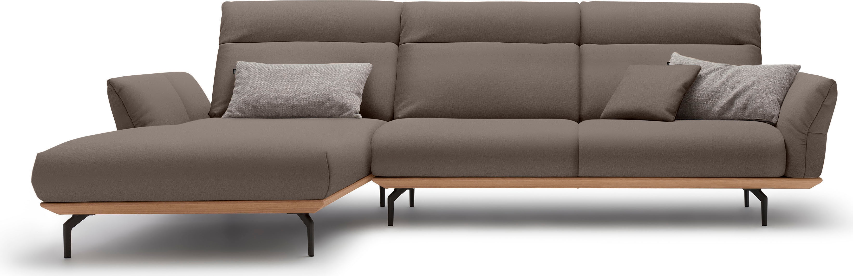 Creation BY ROLF BENZ Ecksofa "CR.460 Design-Sofa, verstellbare Rückenlehne, L-Form" Sockel in Eiche, Winkelfüße in Umbragrau, Breite 318 cm