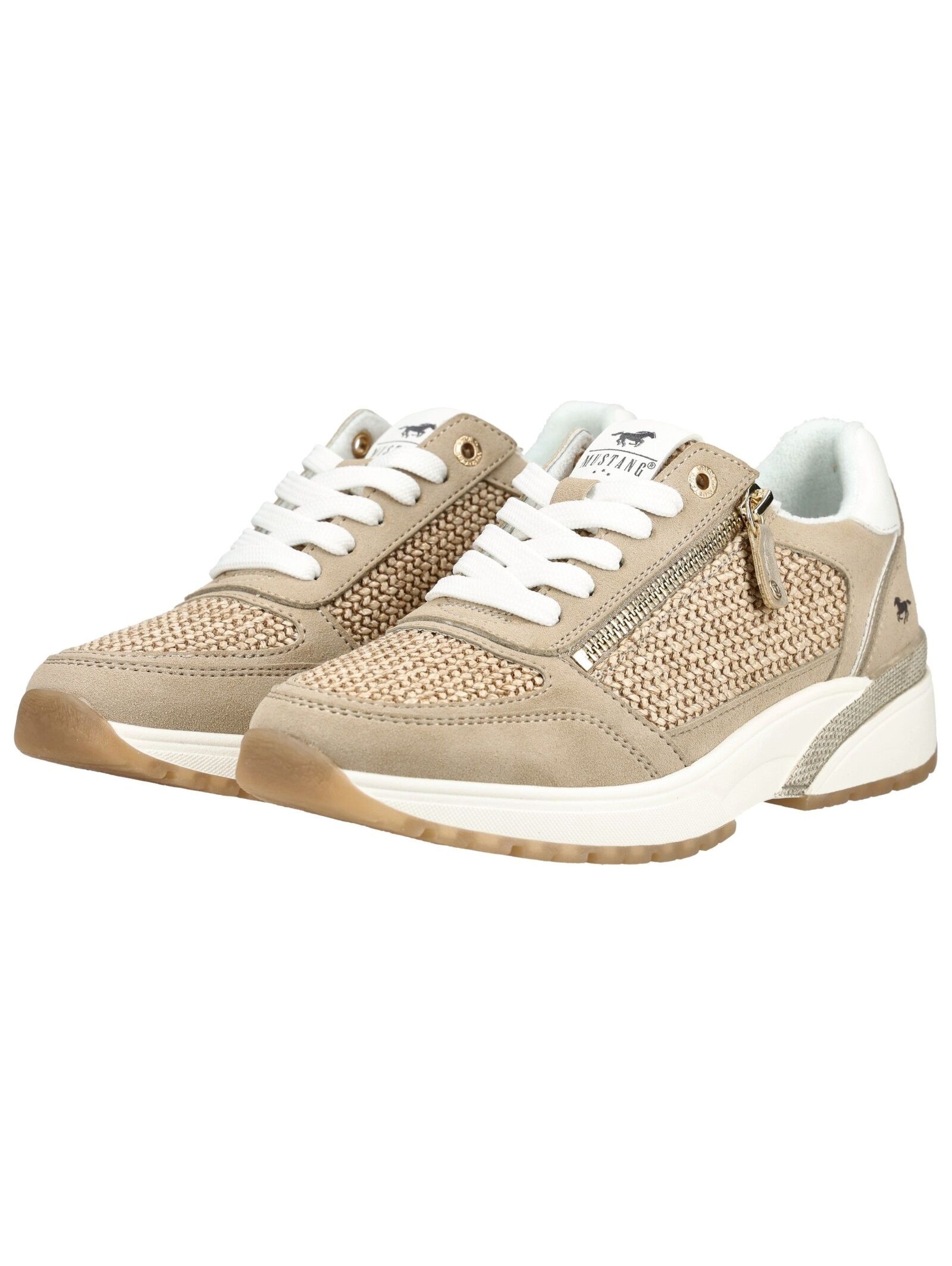 Sneaker MUSTANG SHOES "Mustang Shoes Sneaker Lederimitat/Textil", Herren, Gr. 39, beige, Lederimitat, Textil, Schuhe Sneaker 3