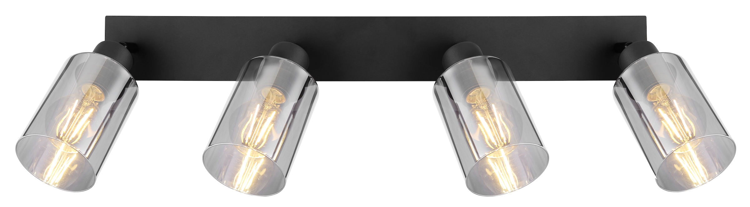GLOBO LIGHTING Deckenstrahler »HADERA«, Leuchtmittel E27 | ohne Leuchtmittel, Strahler/Glas rauchfarben/Wohnzimmer/Flur/LxBxH: 670x90x215mm