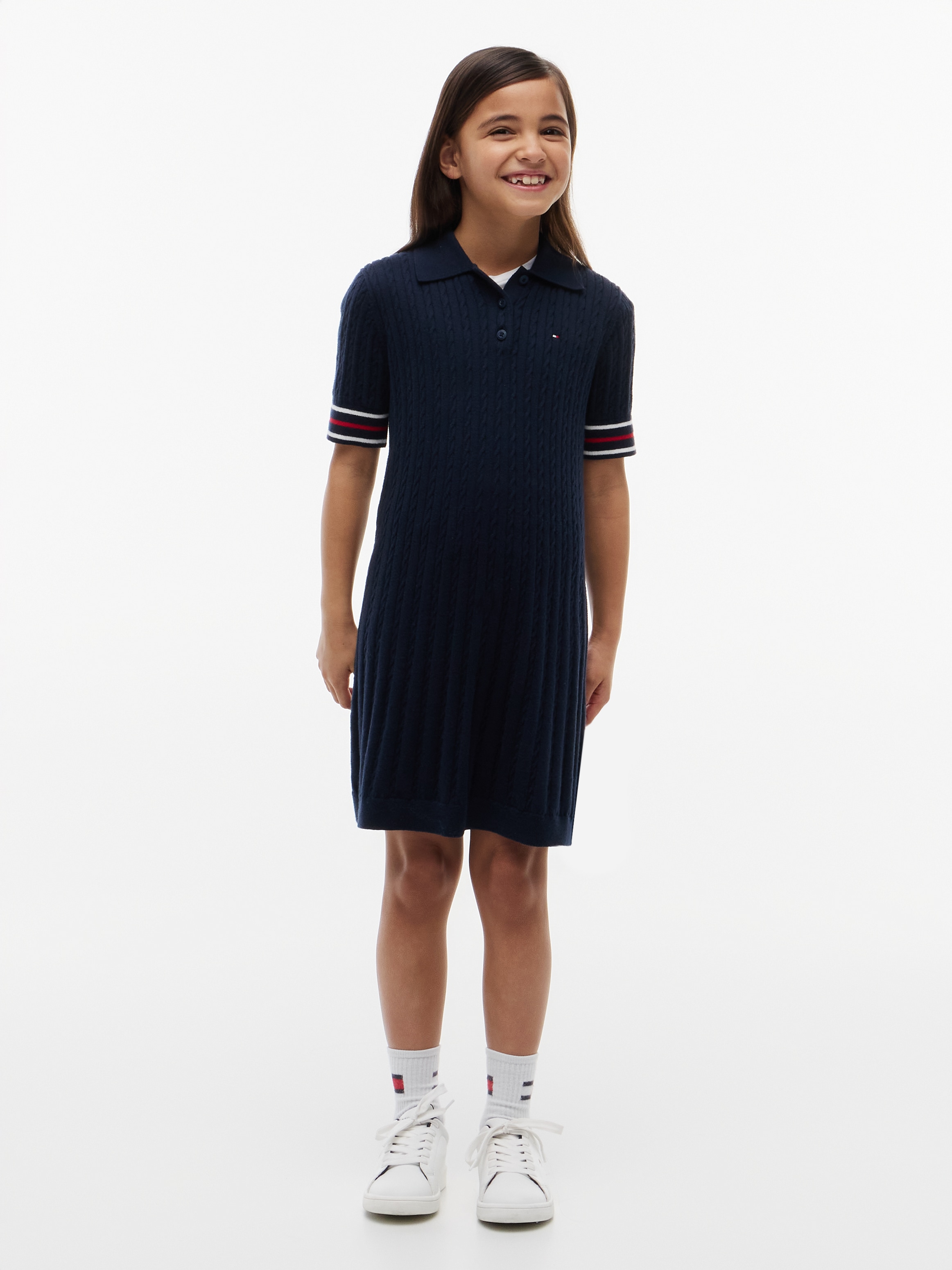 Tommy Hilfiger Strickkleid Ohne Taschen Polokragen, Kinder bis 16 Jahre