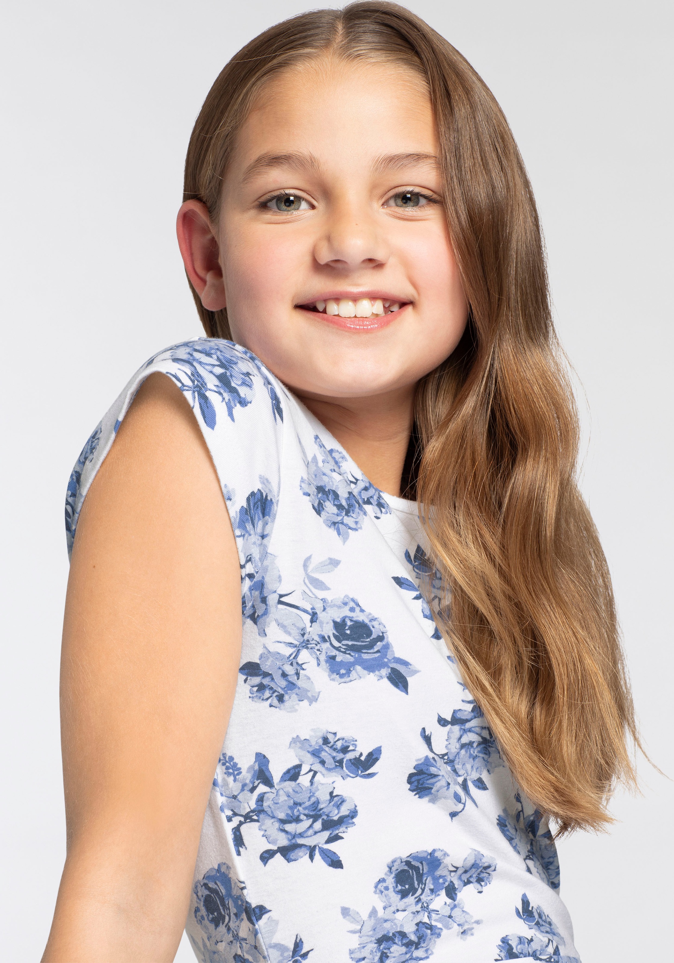 Thumbnail - KangaROOS Jerseykleid "Kangaroos Mädchen" festliche Anlässe, modischer Allover-Druck, ausgestellter Schnitt