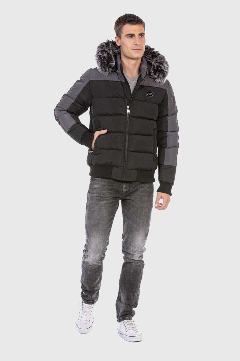 Cipo & Baxx Winterjacke »Winterjacke«, mit Kapuze, mit abnehmbaren Kunstfellkragen