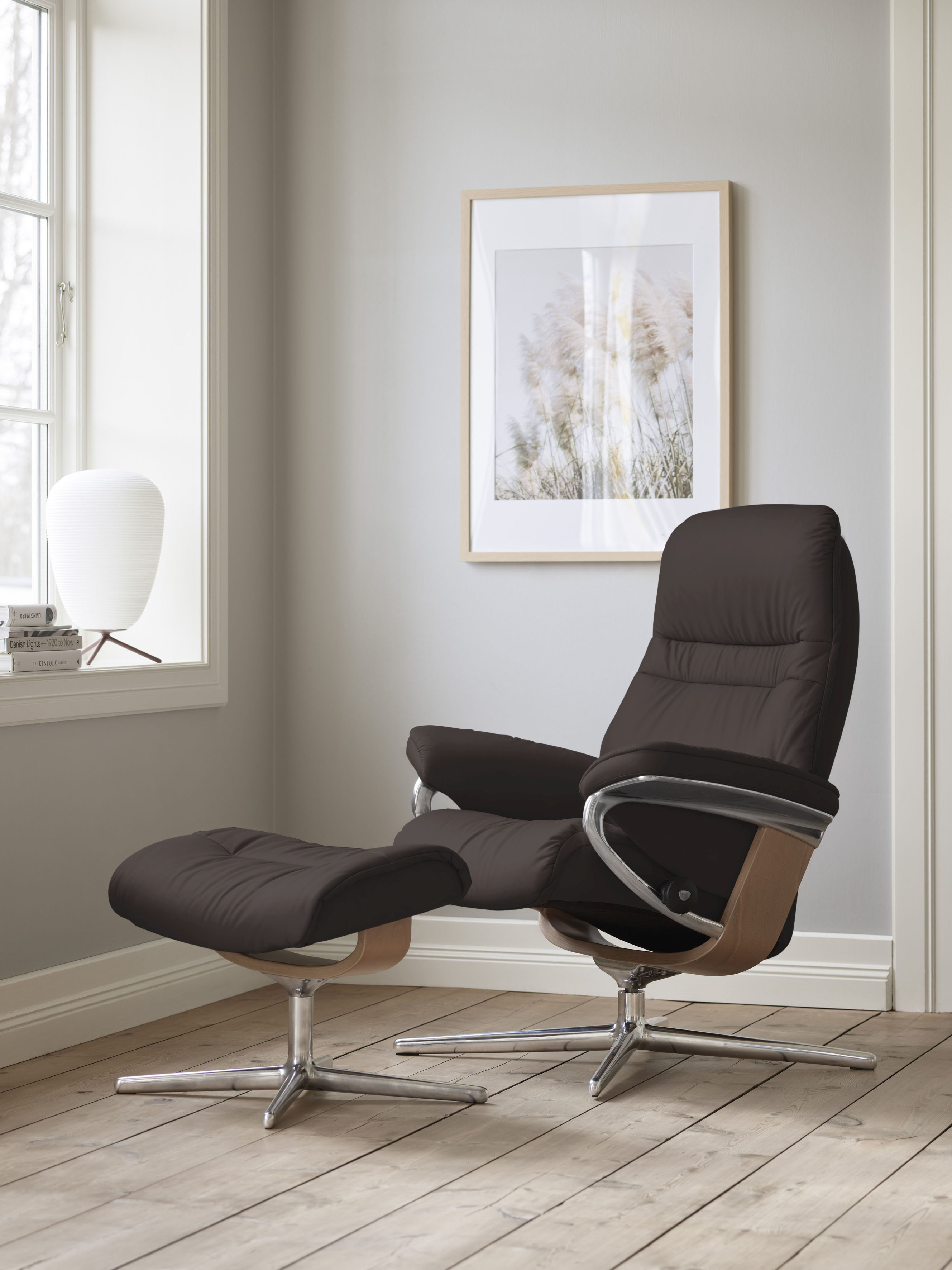 Stressless Relaxsessel "Sunrise" mit Cross Base, Größe S, M & L, Holzakzent Eiche