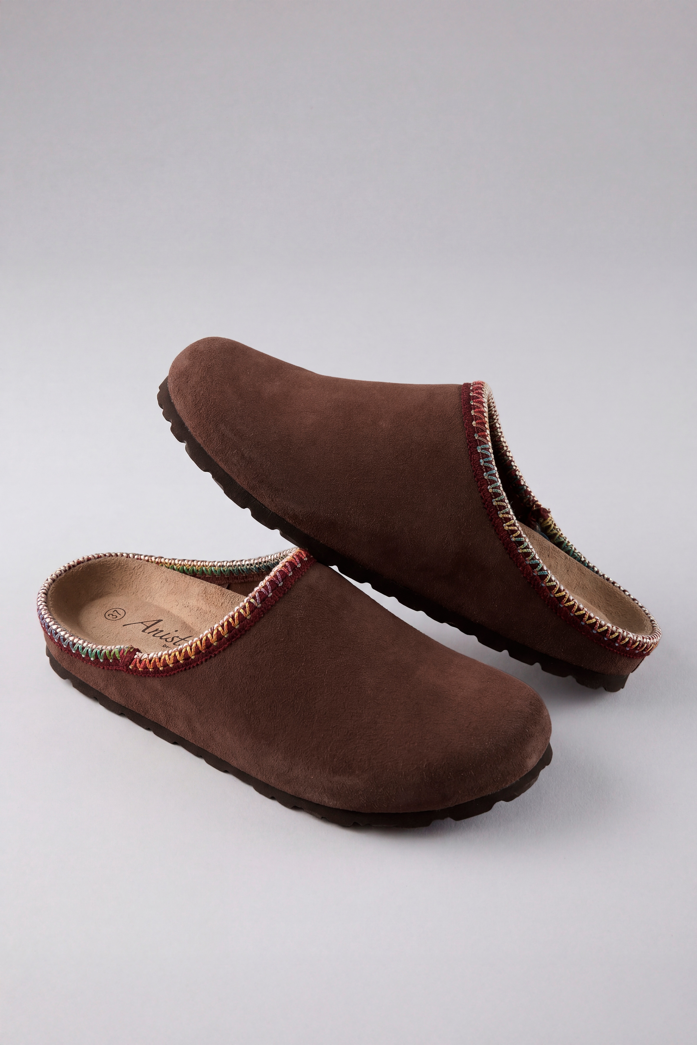 Aniston SHOES Clog Schlupfschuh, Hausschuh mit farbenfroher Ziernaht - NEUE KOLLEKTION
