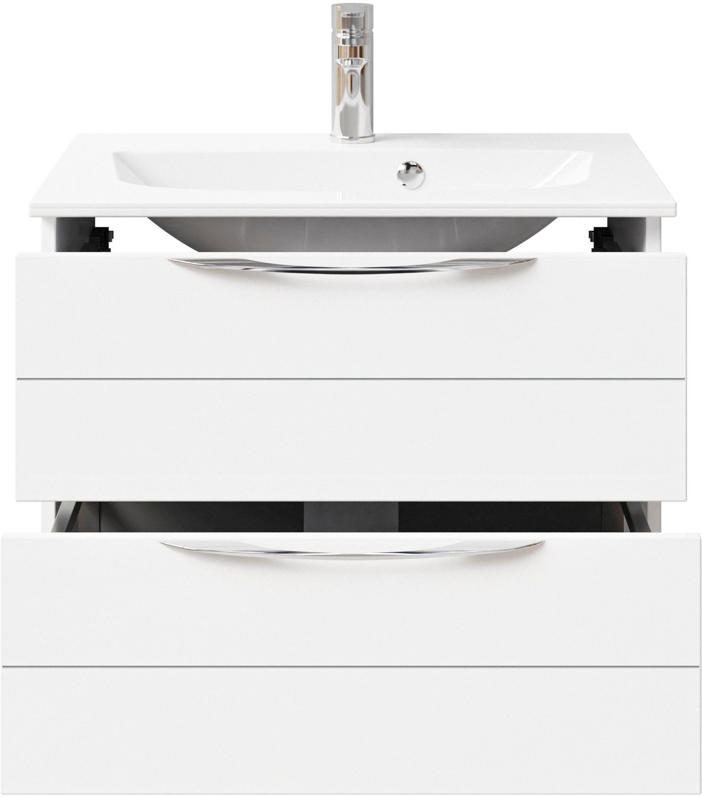 Saphir Waschtisch »Serie 6025 Mineralmarmor-Waschtisch mit Unterschrank, 67 cm breit«, Waschplatz mit 2 Schubladen, hängend, verschiedene Ausführungen