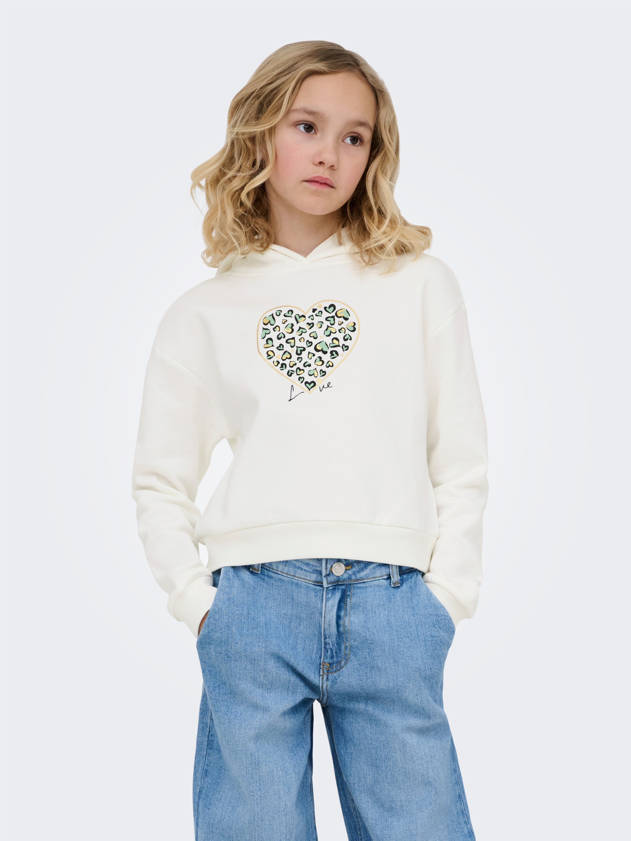 KIDS ONLY "KOGCOOPER LIFE LOV E LS HOOD FR SWT", Baumwollmischung, regular fit