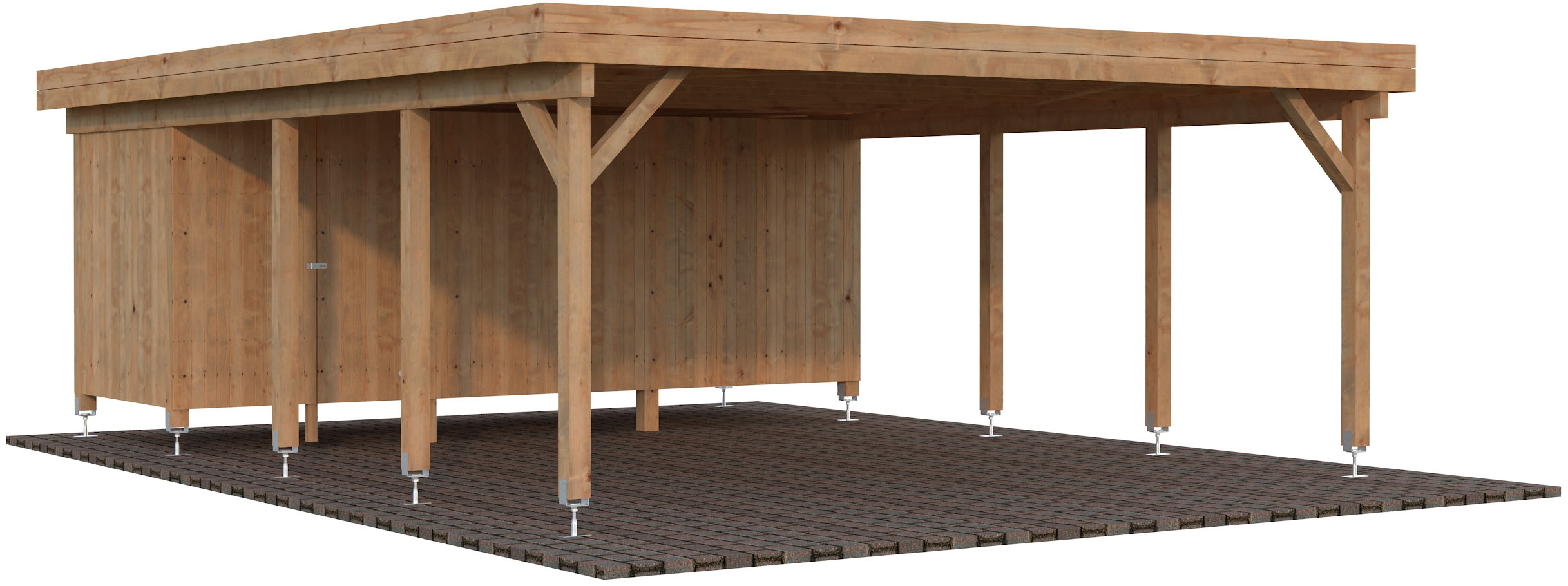 Palmako Doppelcarport "Karl mit Geräteraum" Massivholz 531 cm braun