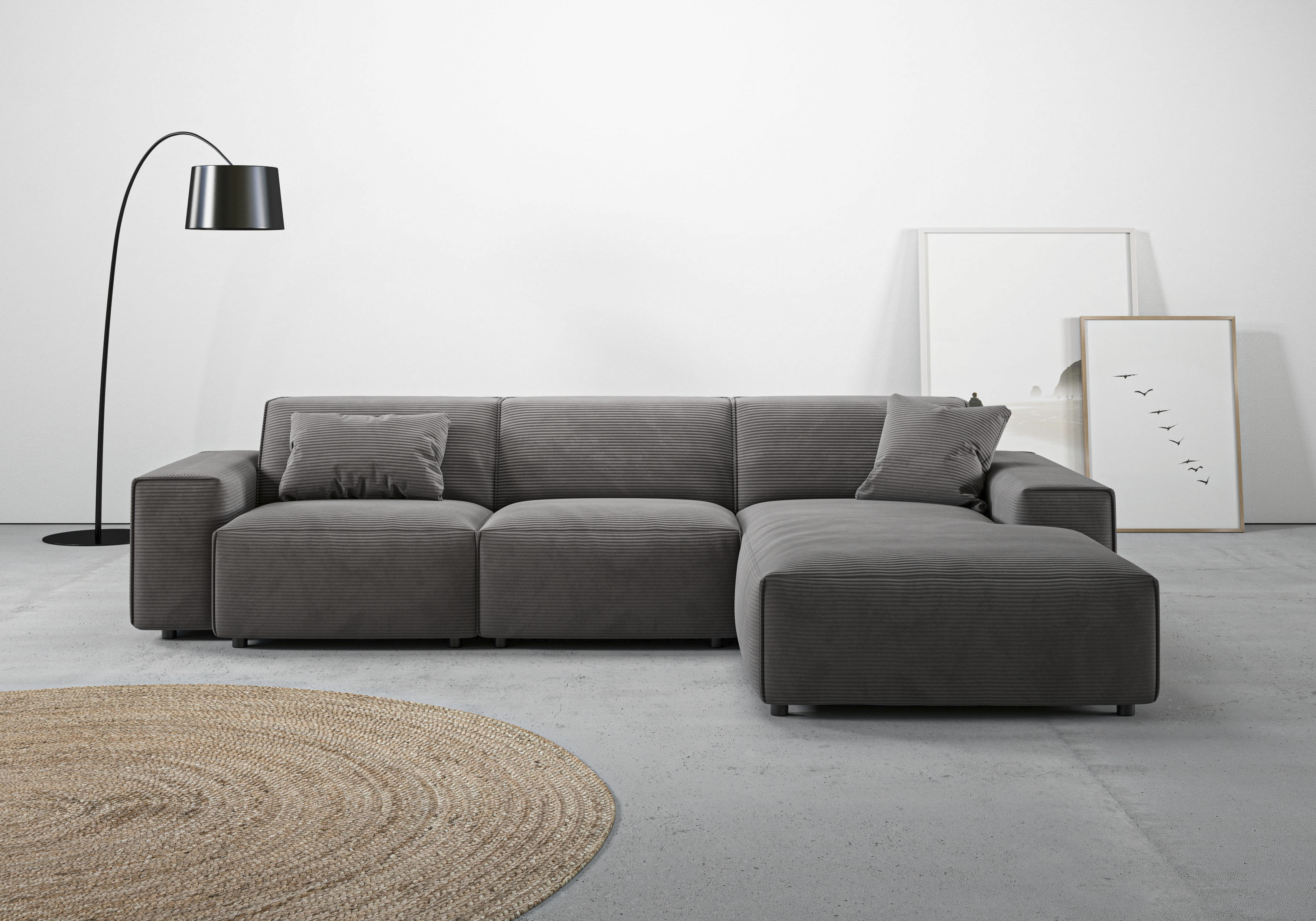Home affaire Ecksofa "Glimminge auch in Breitcord, Feincord, Bouclé + Easy care-Bezug" L-Form, Breite 294, Zierkissen
