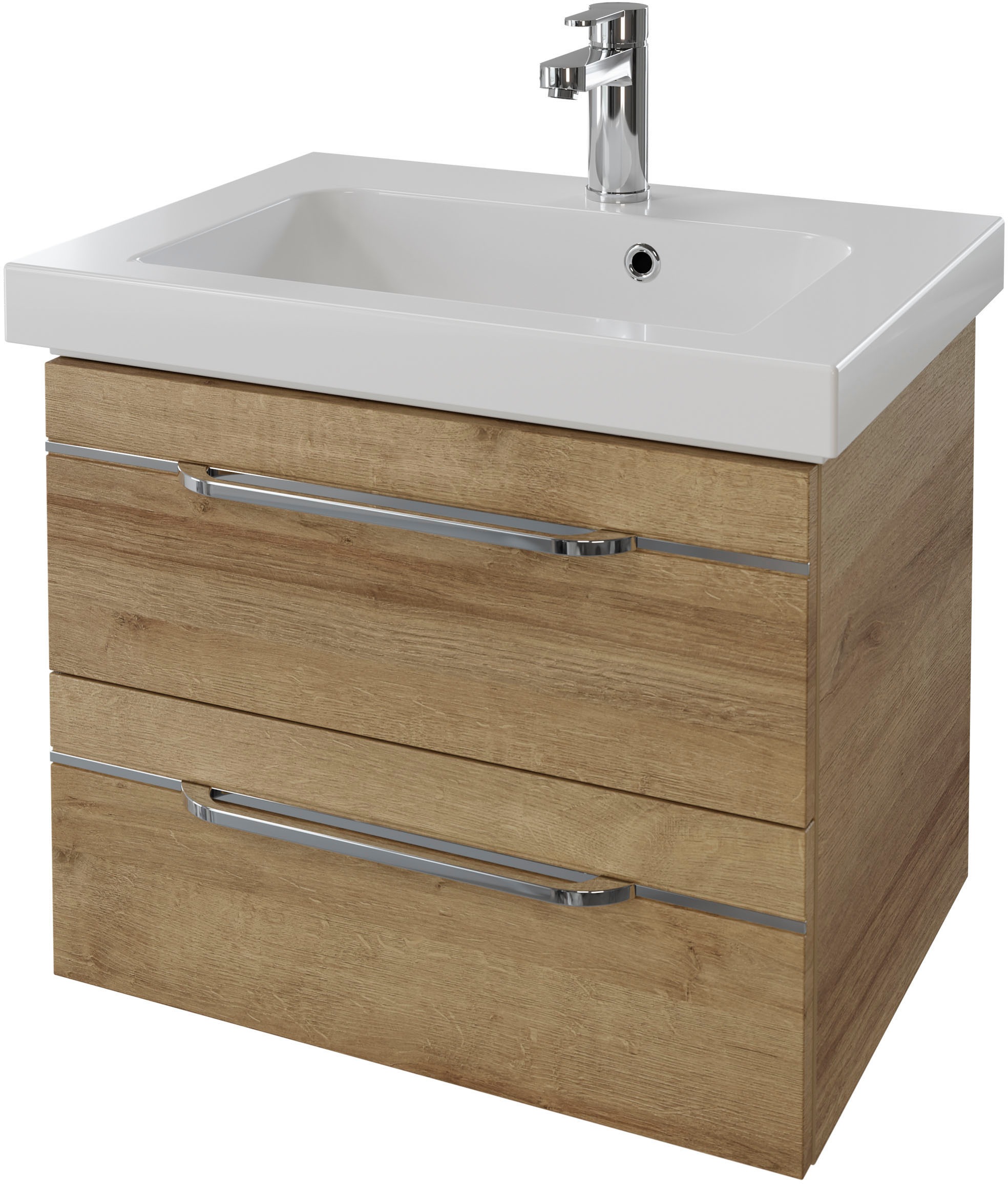 Saphir Waschtisch »Serie Balto Mineralmarmor-Waschtisch mit Unterschrank, 64,4 cm breit«, Waschplatz mit 2 Schubladen, Badschrank in verschiedenen Ausführungen