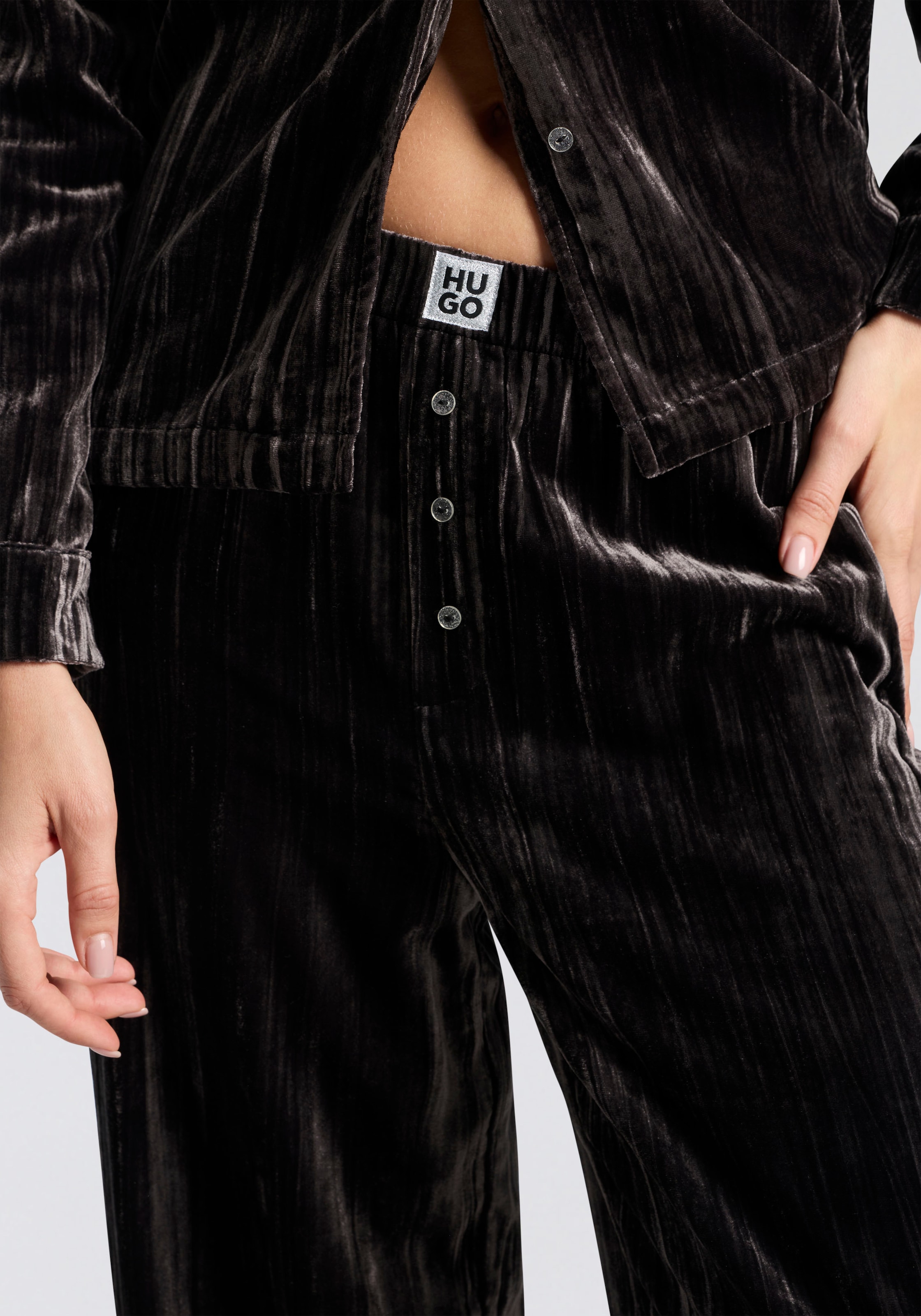 Thumbnail - HUGO Underwear Pyjamahose "Velvet" aus weichem Material, mit elastischem Bund