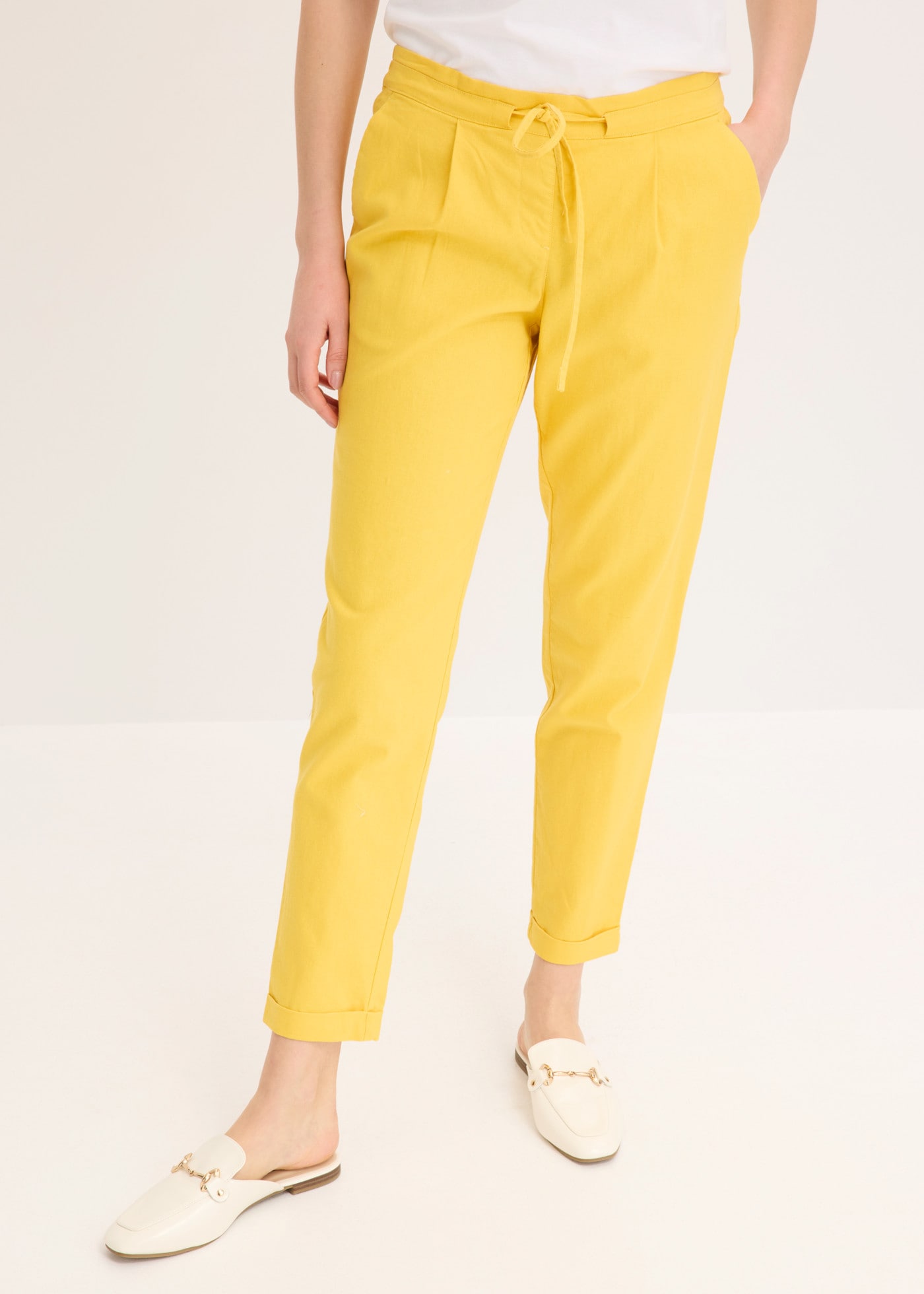 bonprix Leinenhose "Leinenhose" aus Leinen und Baumwolle, Regular Fit, mit elastischem Gummibund