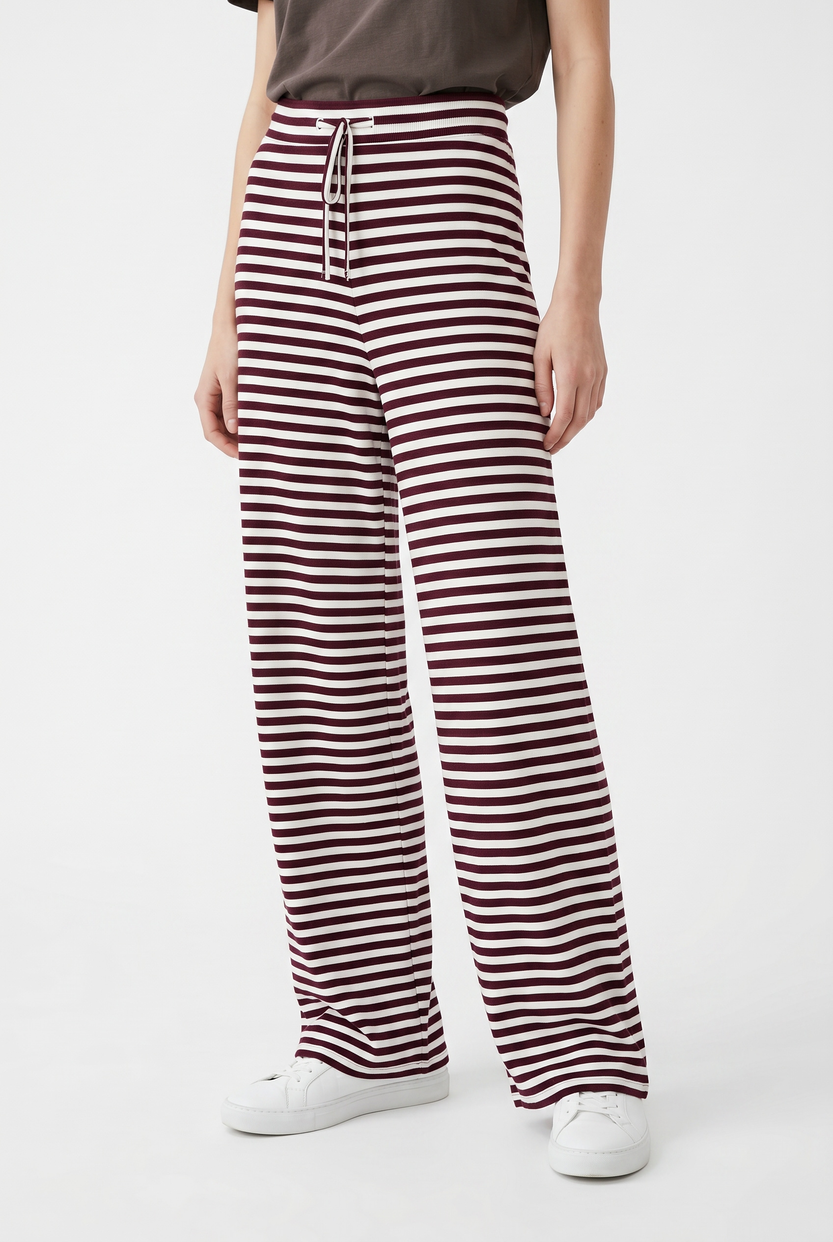 pieces Jerseyhose »PCLAYA MW WIDE PANTS JRS NOOS«  Materialmix, regular fit