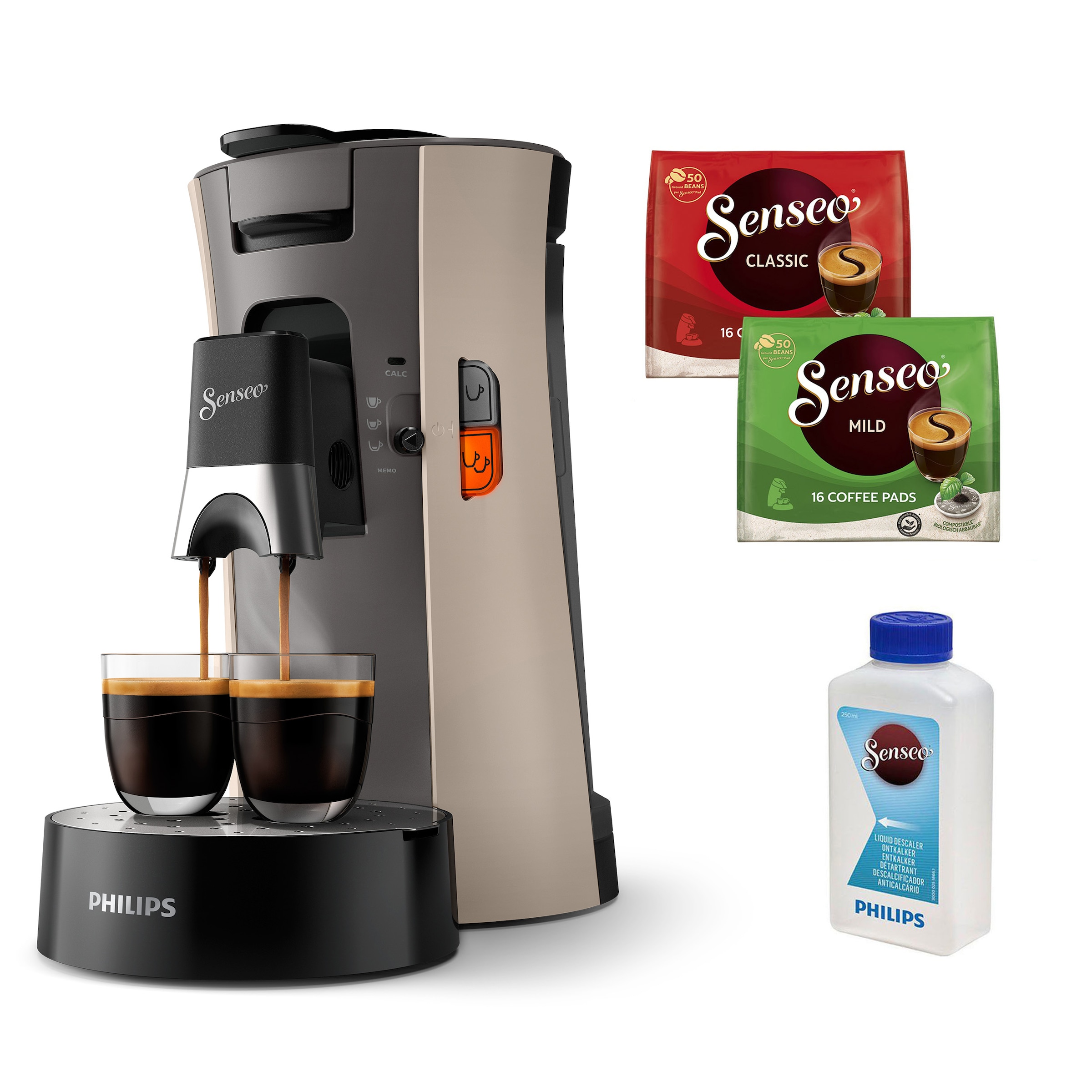 Philips Senseo Kaffeepadmaschine "Select CSA240/30, mit drei Kaffee-Einstellungen", aus 21% rec. Plastik, Memo-Funktion,