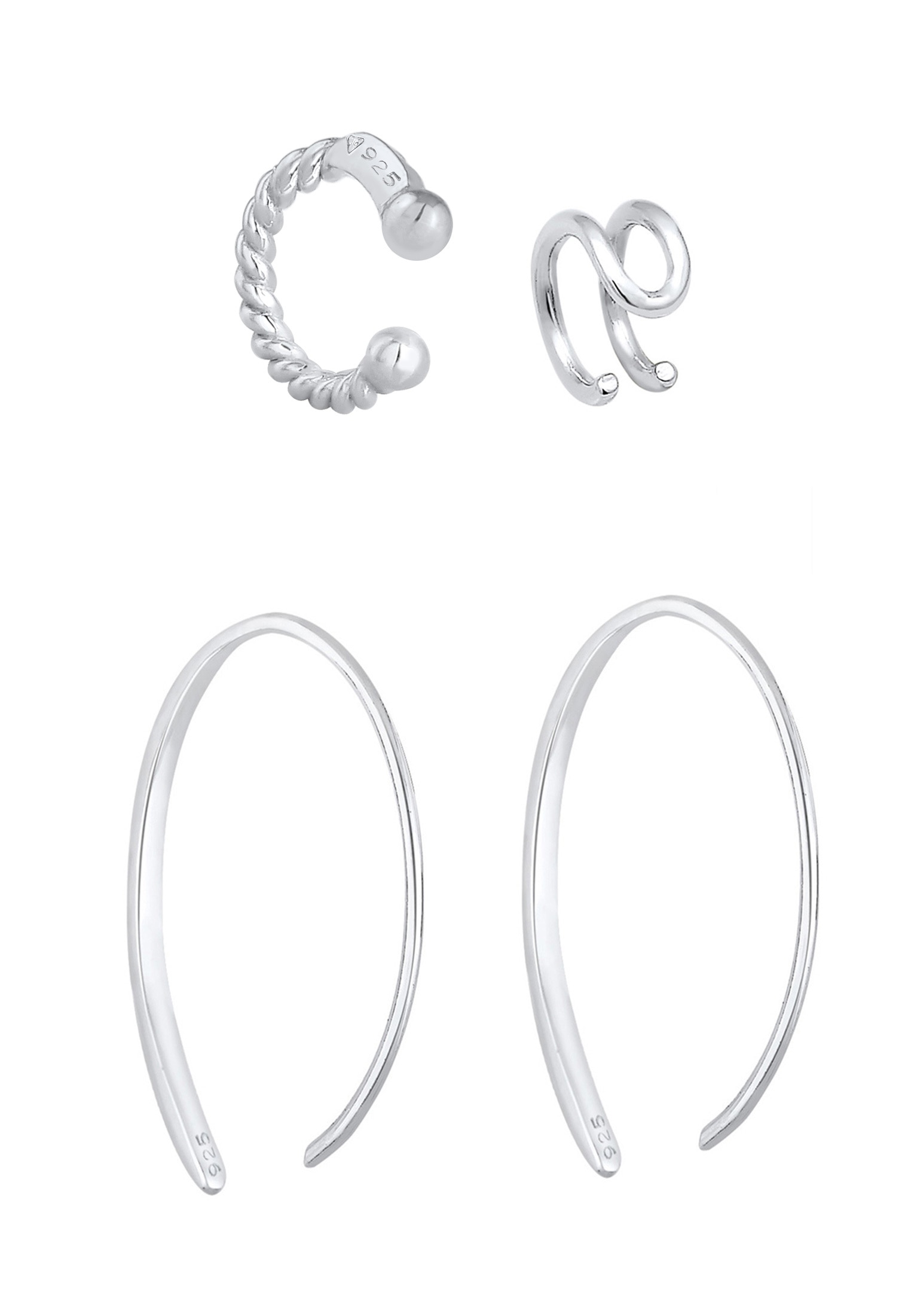 Elli Ohrring-Set »Basic Set Creolen Earcuff Blogger Trend 925 Silber«