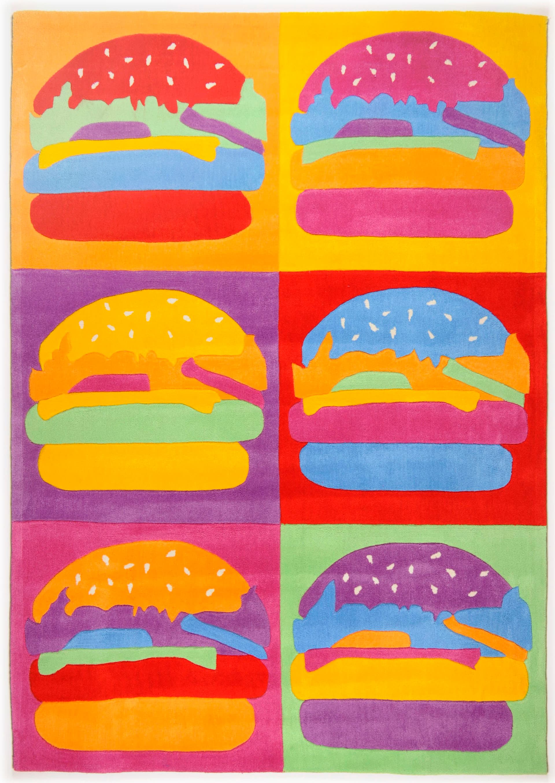 THEKO Kinderteppich »Burger«, rechteckig, Kurzflor, kräftige Farben, Kinder- und Jugendzimmer