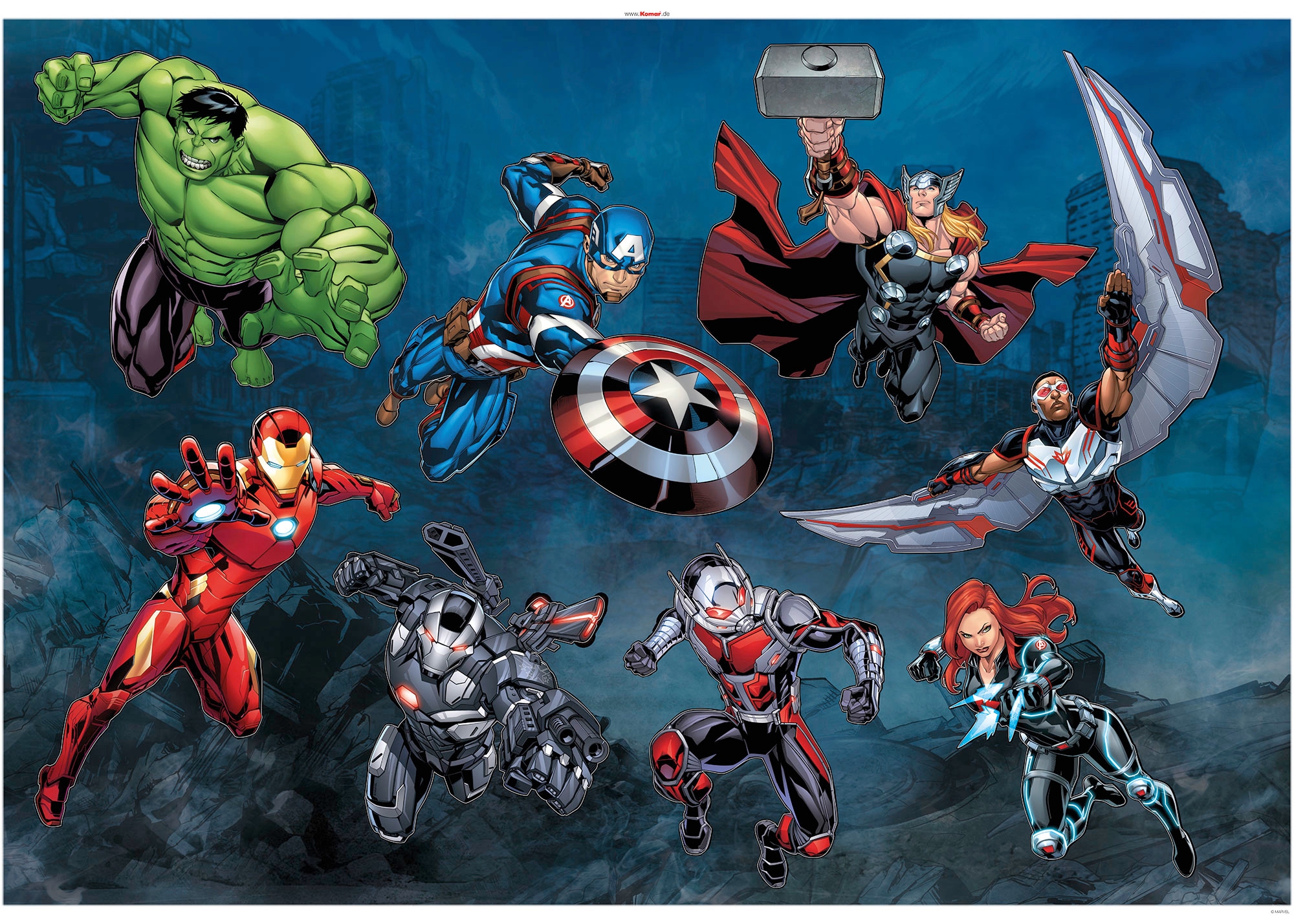 Komar Wandtattoo "Avengers Action - Größe 100 x 70 cm" selbstklebend, Wandsticker, Kinderzimmer