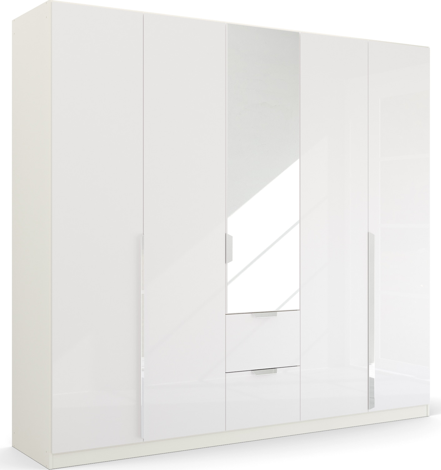 rauch Drehtürenschrank "Kleiderschrank Schrank Garderobe Ankleide GLAMOUR BY QUADRA SPIN" Breiten: 181/226/271 cm, Höhe 210 cm, mit Spiegel und Hochglanz-Front, Stangengriff MADE IN GERMANY