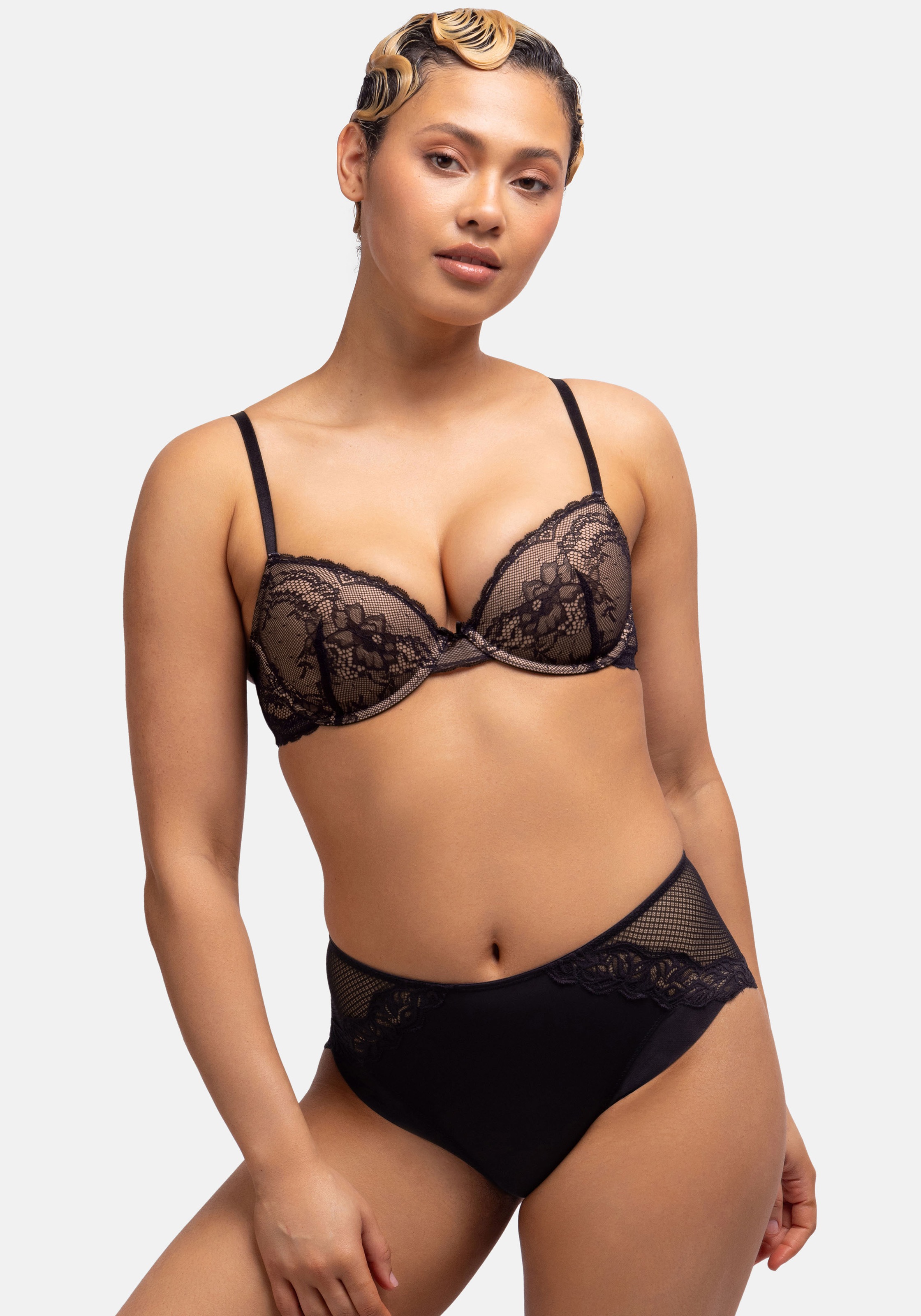 Thumbnail - Dorina Bügel-BH "CHLOE" 2er Pack, vorgeformte leicht gepolsterte Cups, florale Spitze, tiefer Ausschnitt