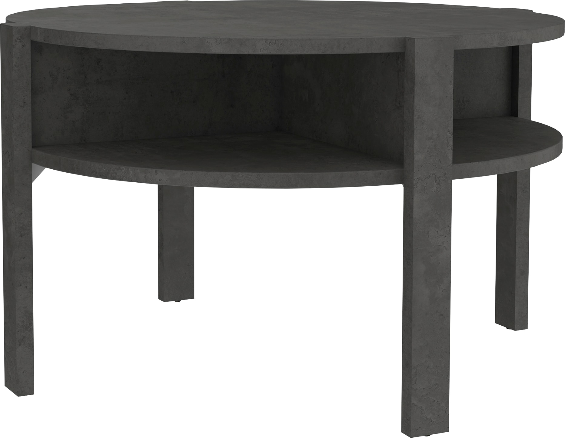 FORTE Beistelltisch "Tobago, runder Couchtisch mit 4 Ablagefächern, B/H/T 74,4/45,5/74,4 cm" Durchmesser ca. 74,5 cm
